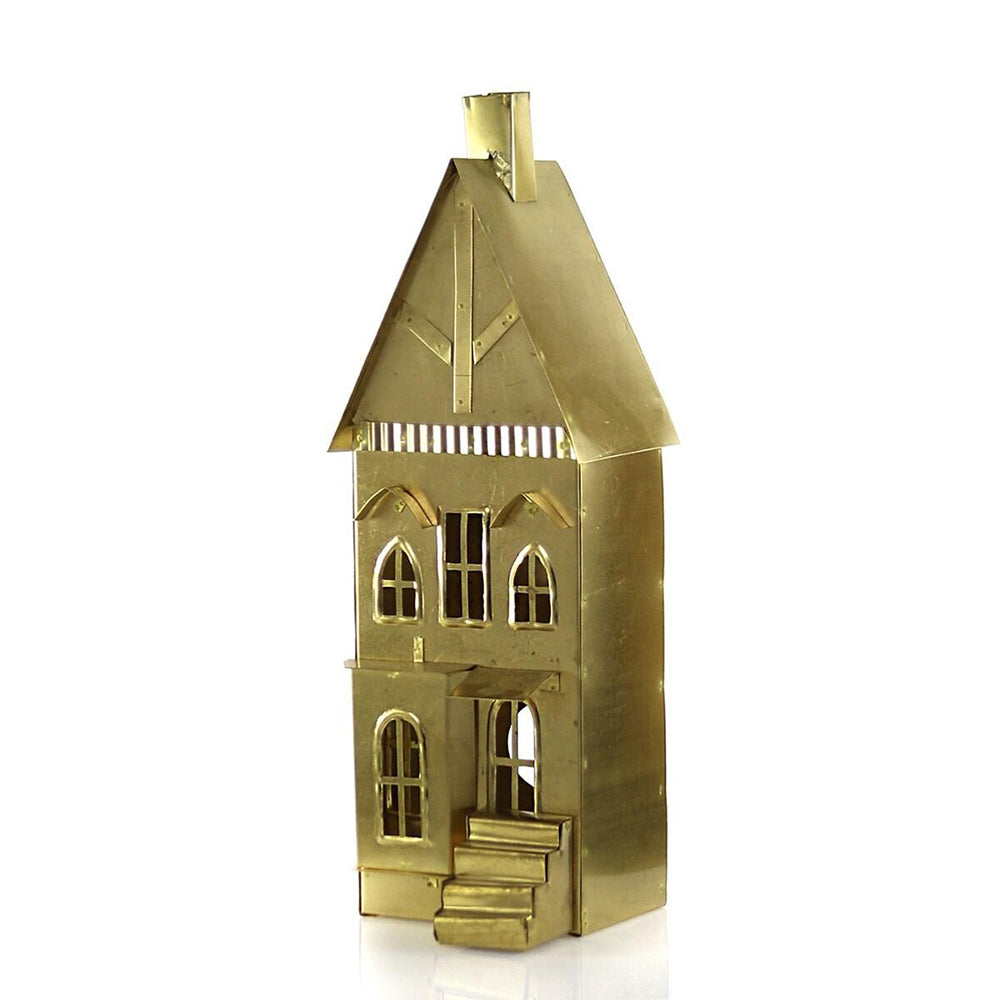 Chimney Townhouse Brass Edition by Cody Foster - Vintage Brass Miniature House Decor for Home, Office & Shelf Display
