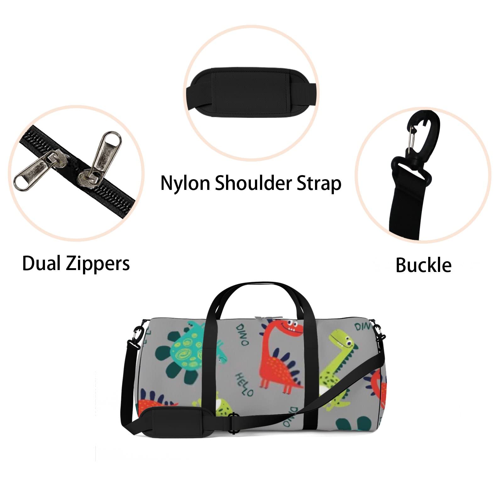 **Waterproof Dinosaur Sports Tote Bag with Shoulder Strap & Side Pockets - Gym, Travel & Storage Shoulder Bag for Men & Women - Perfect for Workouts, Beach Trips & Daily Commute**