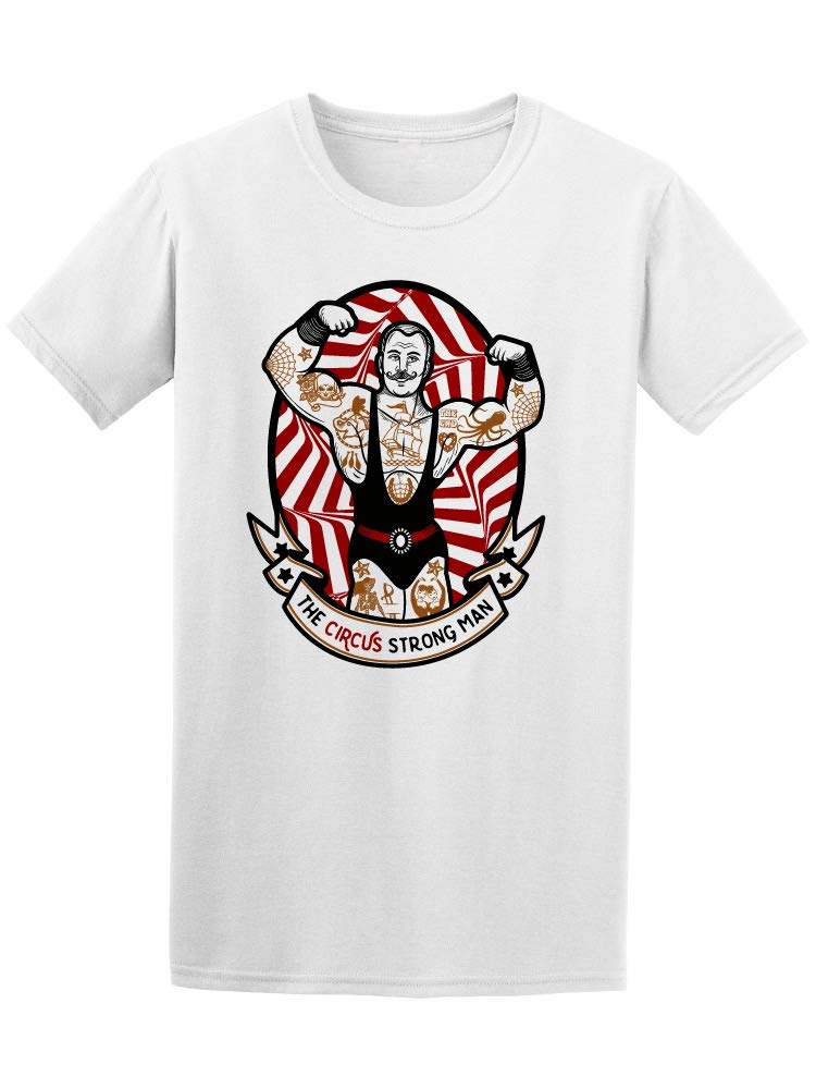 Smartprints The Circus Strong Man Graphic T-Shirt for Men - Vintage Circus Theme Cotton Tee for Casual Wear, Gym, and Street Style