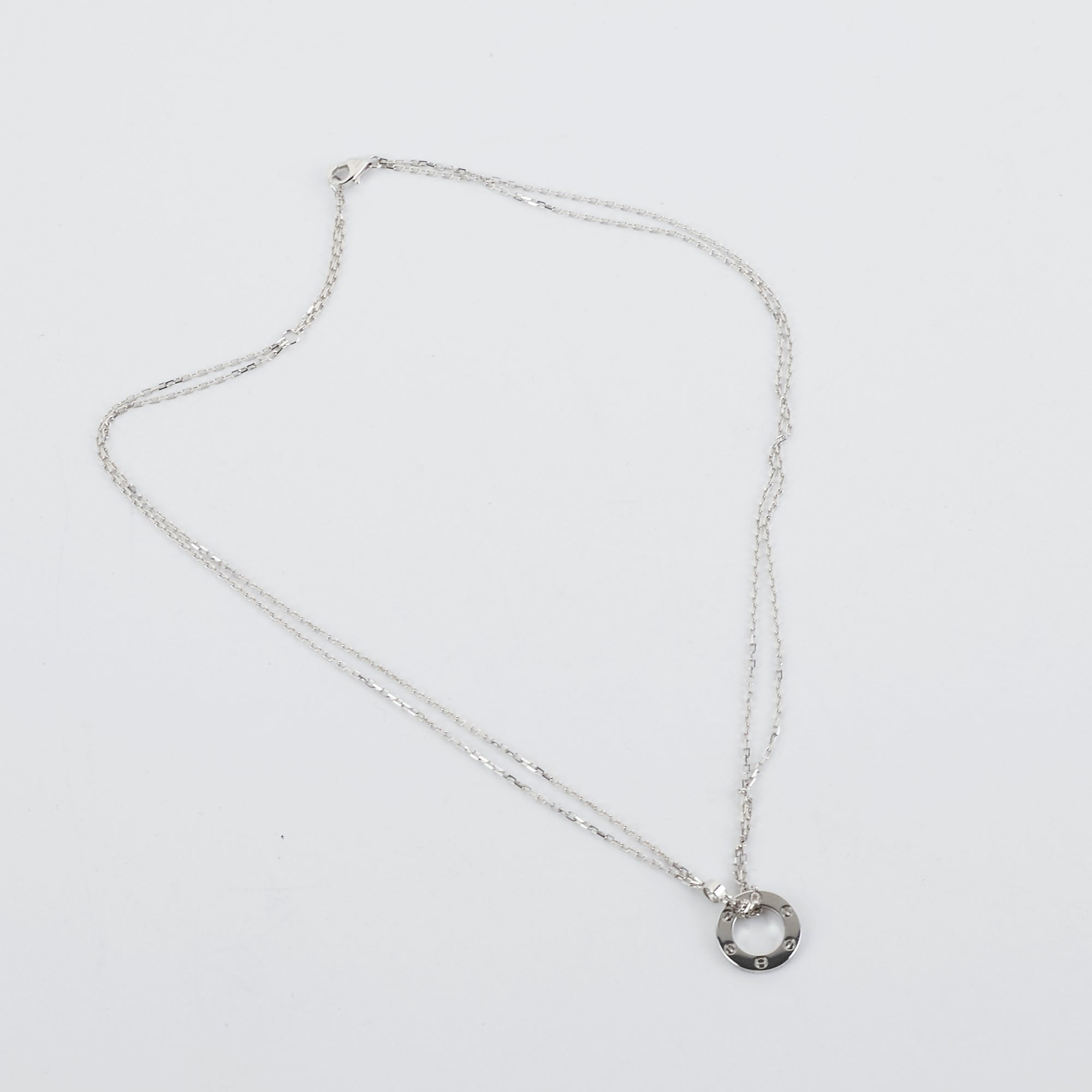 Cartier Love 2 Diamond 18K White Gold Necklace for Women - Elegant Luxury Jewelry Gift for Anniversary, Valentine's Day & Special Occasions