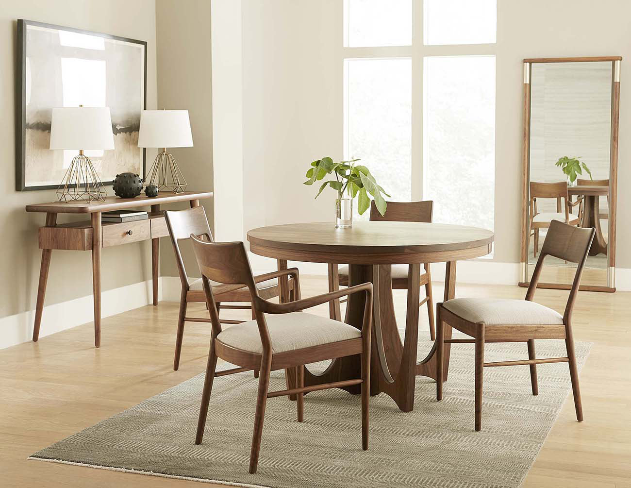 Walnut Grove 48 Inch Round Dining Table - Solid Wood Kitchen Table for 6 - Perfect for Family Dining, Kitchen, Breakfast Nook & Small Spaces