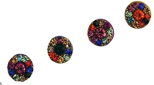 Rainbow Stone Round Bindis for Women - 4 Pcs Set for Festivals & Parties