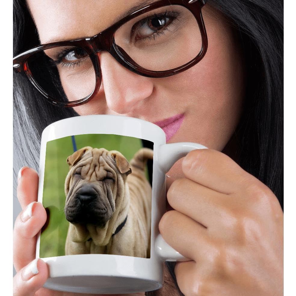 3D Rose Shar Pei Dog Ceramic Coffee Mug - 11 oz, Cute Puppy Design - Perfect for Tea, Coffee, Hot Chocolate, Office & Home Use