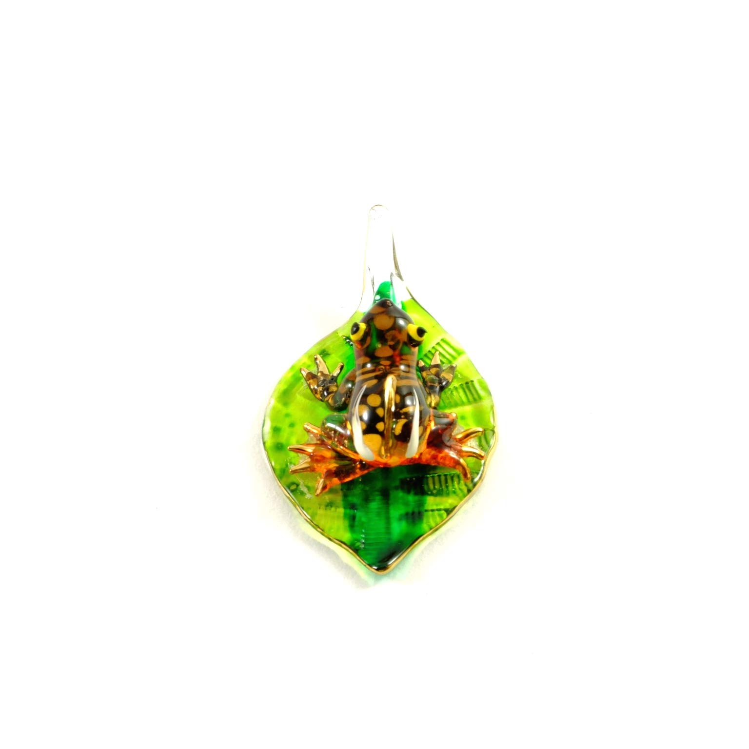 Handmade Glass Frog Figurine - Mini Orange Animal Decor for Home & Office