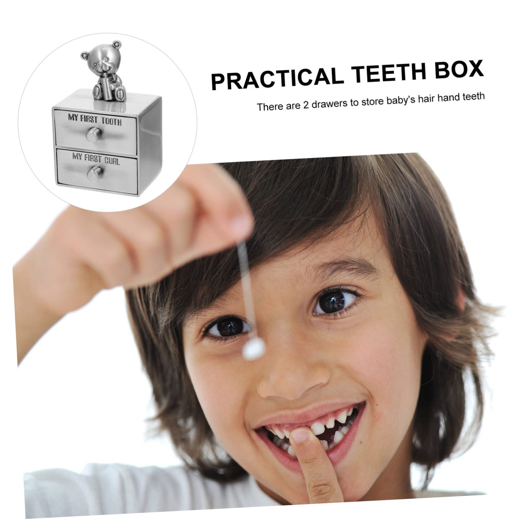 HEMOTON 6-Piece Deciduous Teeth Keepsake Box - Baby Tooth Memory Case & Jewelry Organizer, Zinc Alloy - Perfect for Kids' First Tooth Collection, Guinea Pig Toys, and Small Jewelry Storage