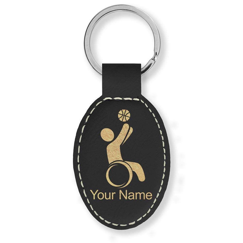 LaserGram Custom Engraved Oval Keychain - Personalized Wheelchair Basketball Gift for Athletes & Fans - Perfect for Sports Events, Team Gifts & Special Occasions
