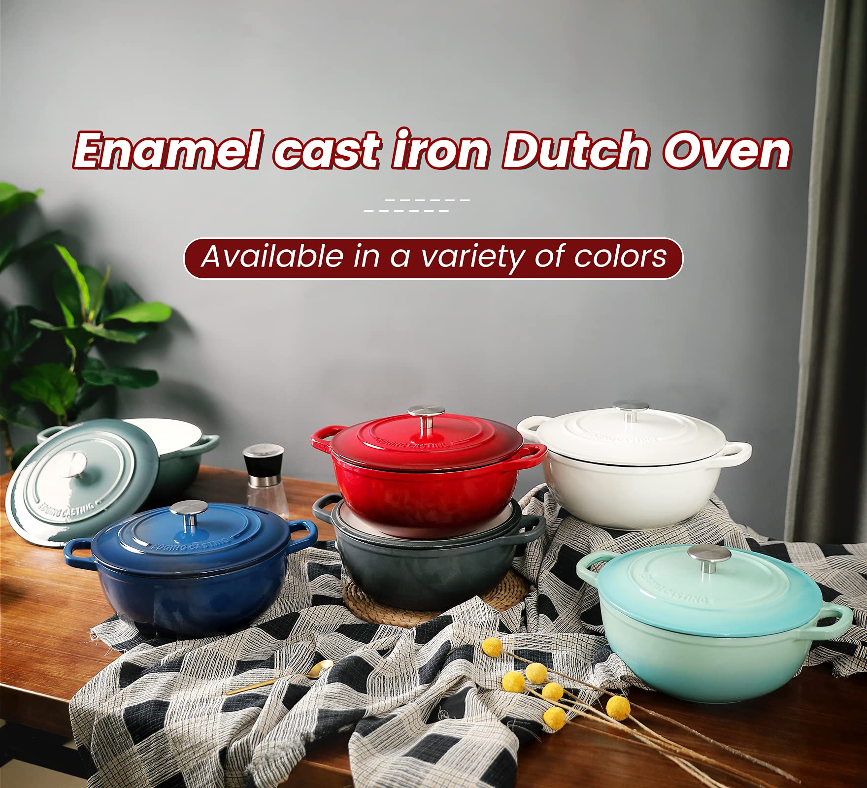 Premium Enameled Cast Iron Dutch Oven with Lid - 3.5 Quart Dual Handle Gray Cookware for Baking, Braising & Roasting - Oven & Stovetop Safe (Gas, Electric, Induction) - Perfect for Bread, Stews & Family Meals