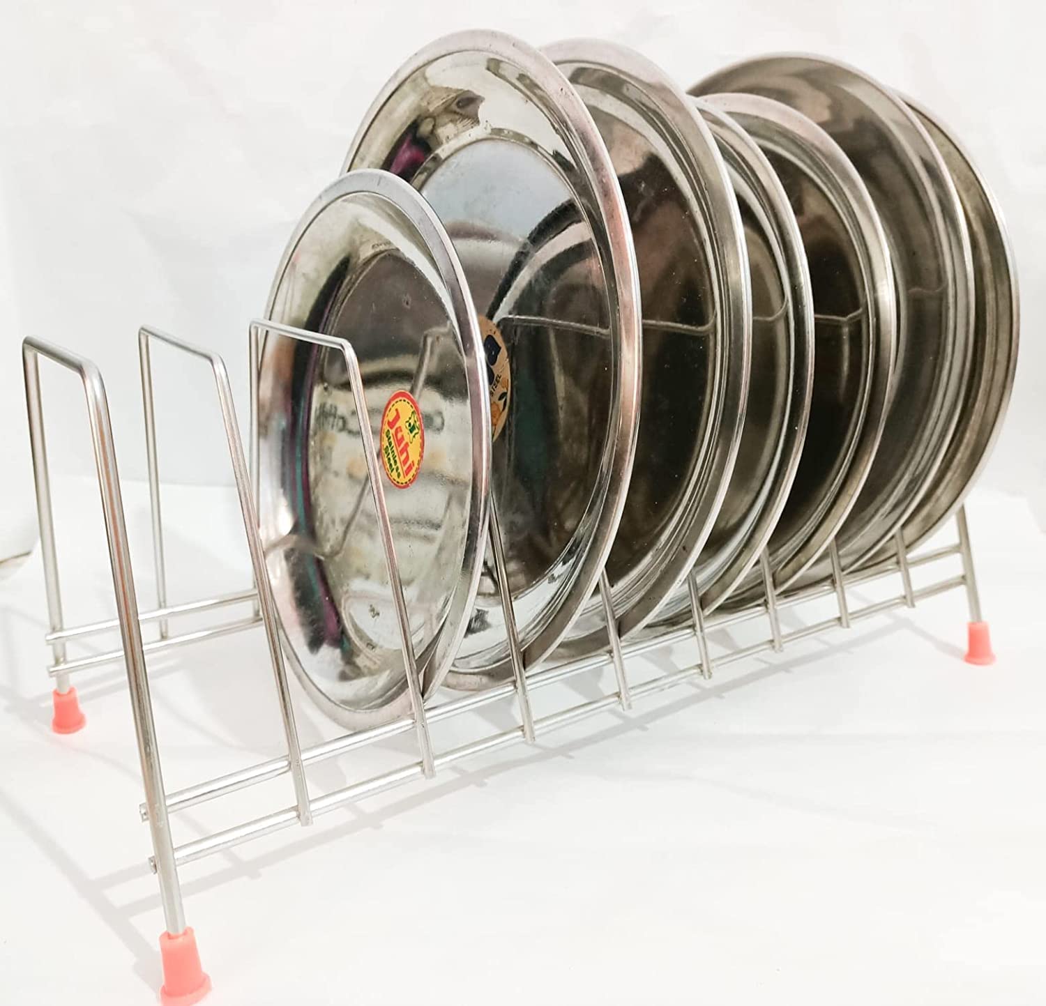 Namani Stainless Steel 9-Section Plate Rack Stand | Thali Rack | Dish Drying Rack | Kitchen Organizer | Space-Saving Utensil Holder for Dining Table & Countertop - Perfect for Indian Thali, Party Serving & Small Kitchen Storage (Pack of 1)