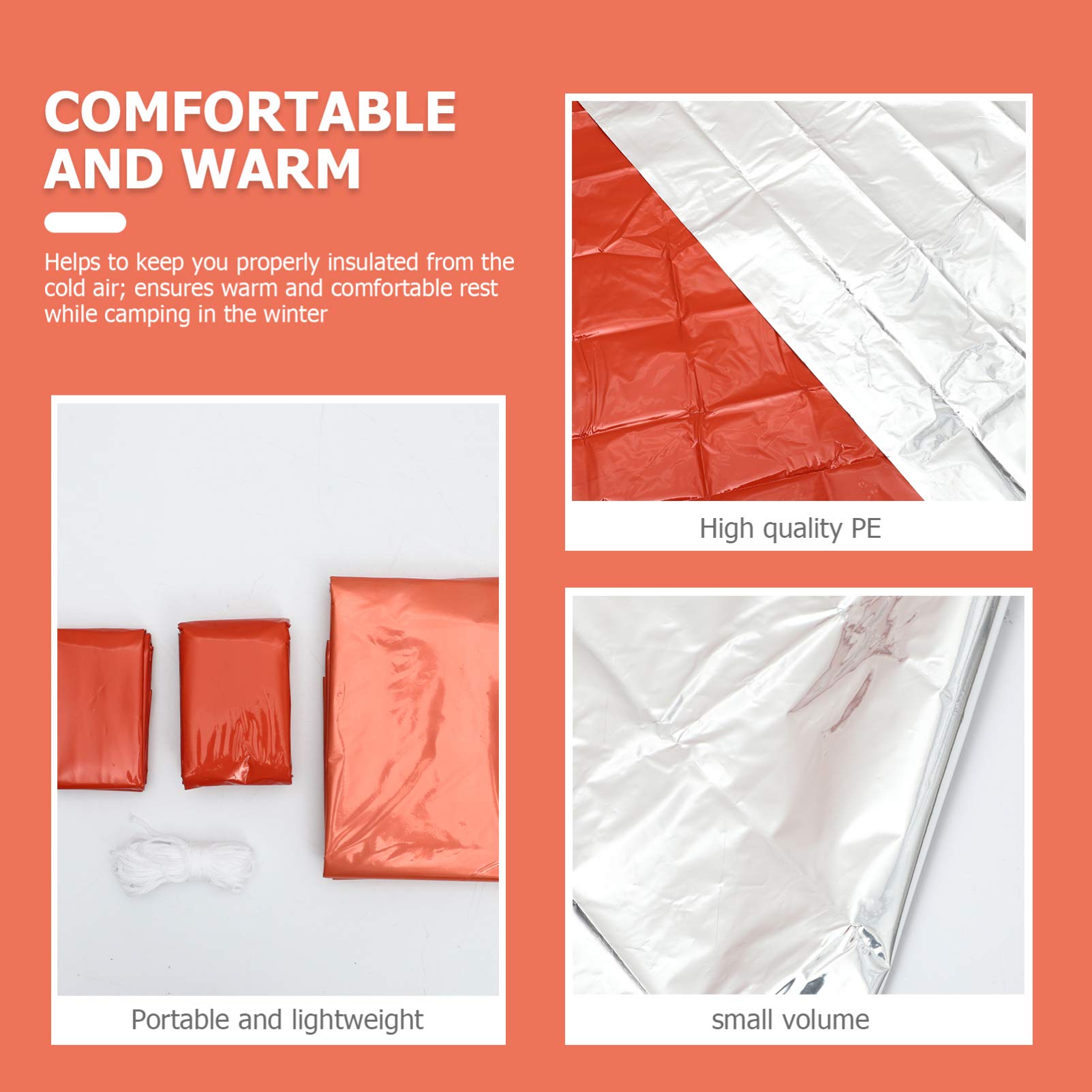 BESPORTBLE Emergency Sleeping Bag - Thermal Sack Blanket for Camping, Hiking & Survival | Portable Foil Blanket with Tent | Outdoor Sports & Travel Accessories (Orange) | Perfect for Wilderness Emergencies, Backpacking & Cold Weather Protection