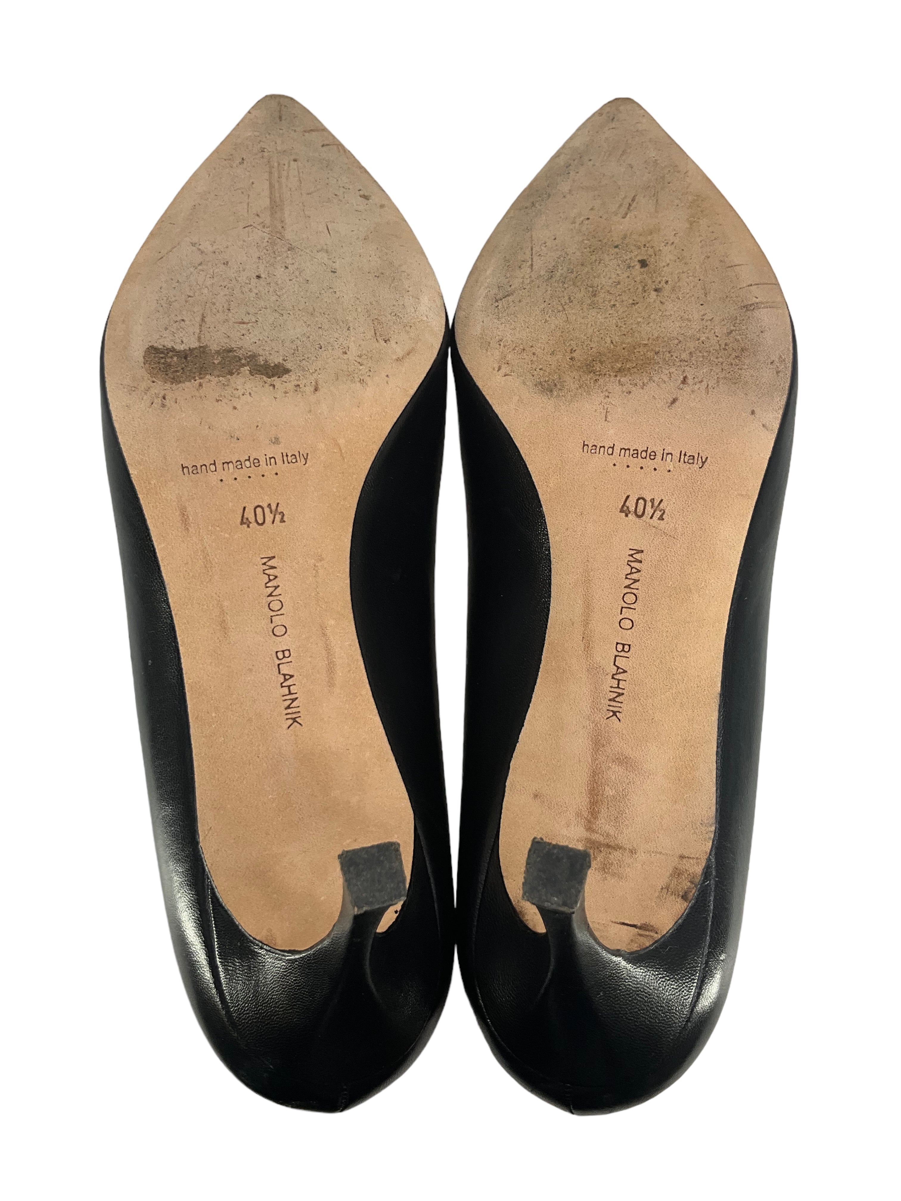 Manolo Blahnik BB Leather Pumps Women's Size 10.5 - Classic Pointed Toe High Heels for Wedding, Party & Office Wear