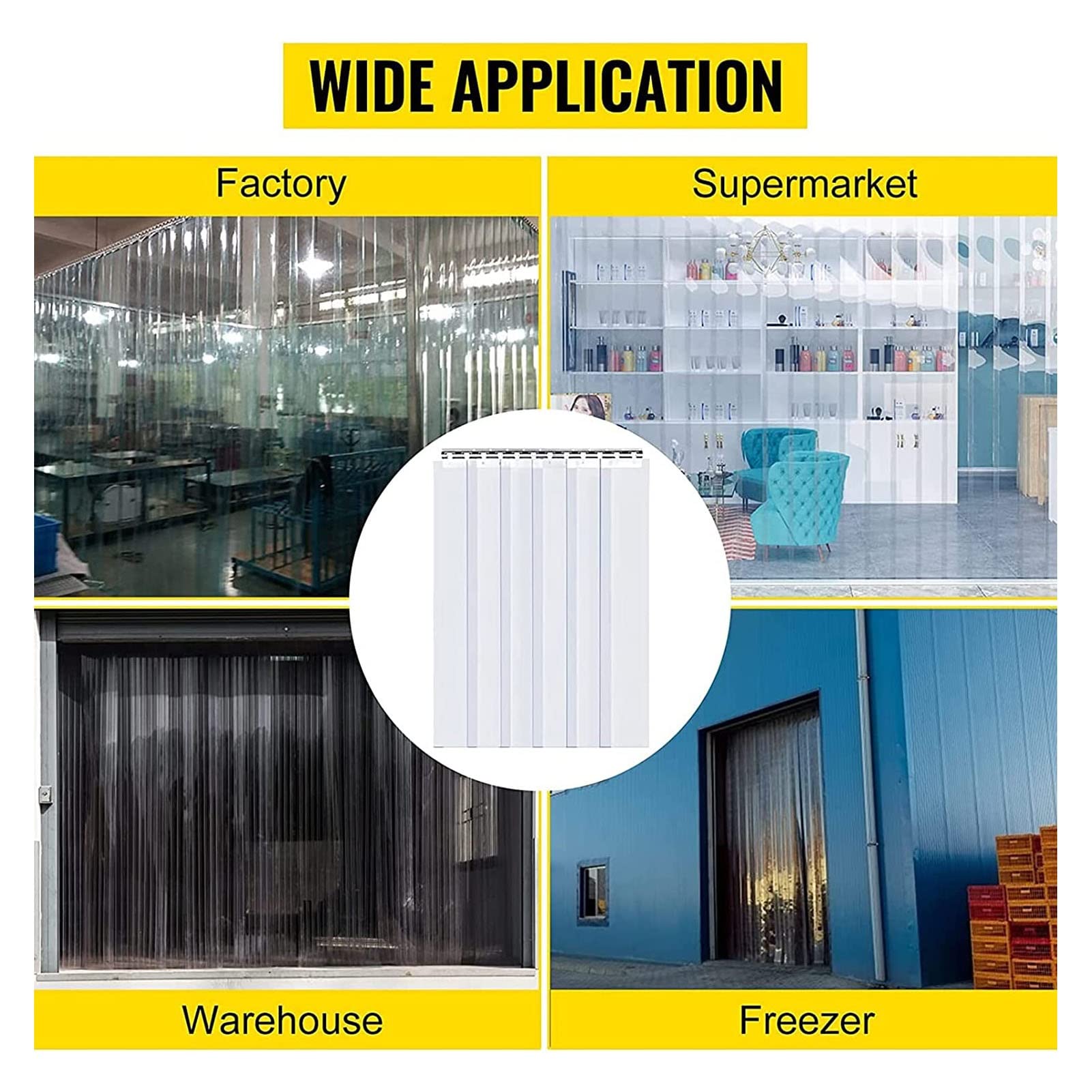 IBOWZ Clear PVC Strip Curtain - Freezer Room Plastic Vinyl Door Curtain, Waterproof Commercial Industrial Strip Curtain for Shop, Factory, Warehouse | Cold Storage, Food Processing & Industrial Use