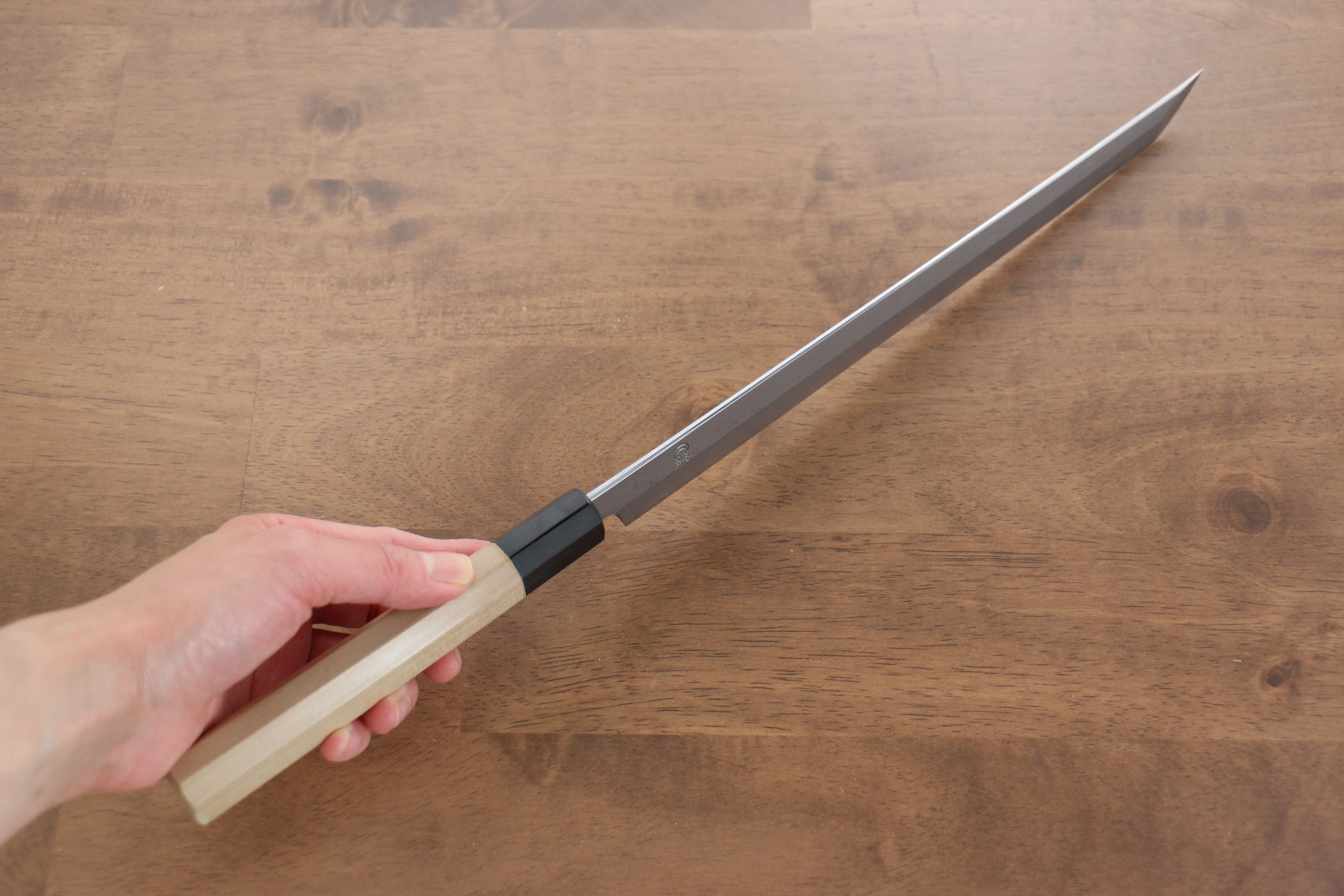 Premium Kikuzuki Blue Steel No.1 Damascus Sakimaru Takohiki 270mm Japanese Chef Knife with Magnolia Wood Handle - Perfect for Sushi, Sashimi & Professional Kitchen Use