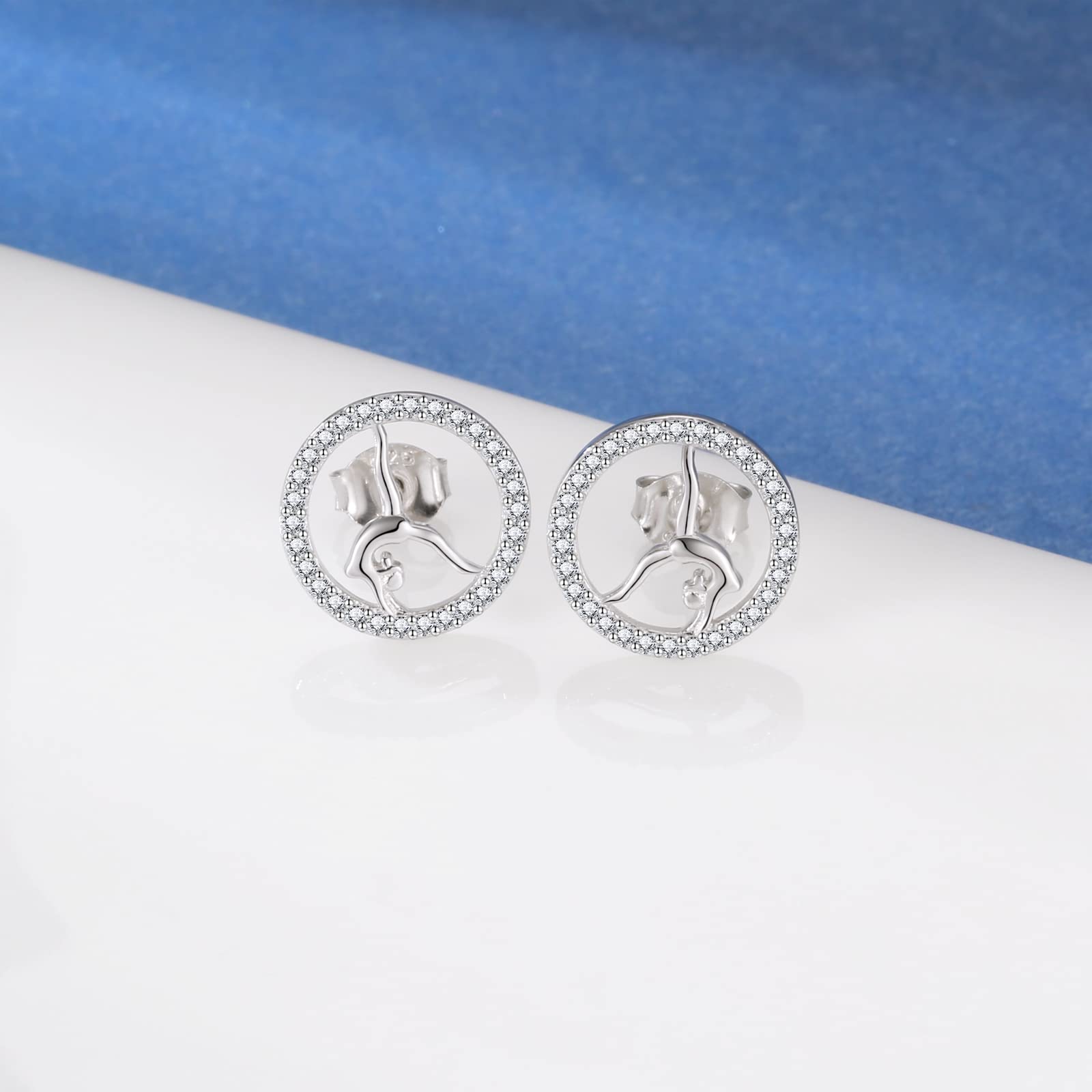 925 Sterling Silver Gymnastics Stud Earrings for Women – USA Team Gymnast Jewelry – Perfect Birthday & Christmas Gift for Athletes – Ideal for Competitions, Training & Everyday Wear
