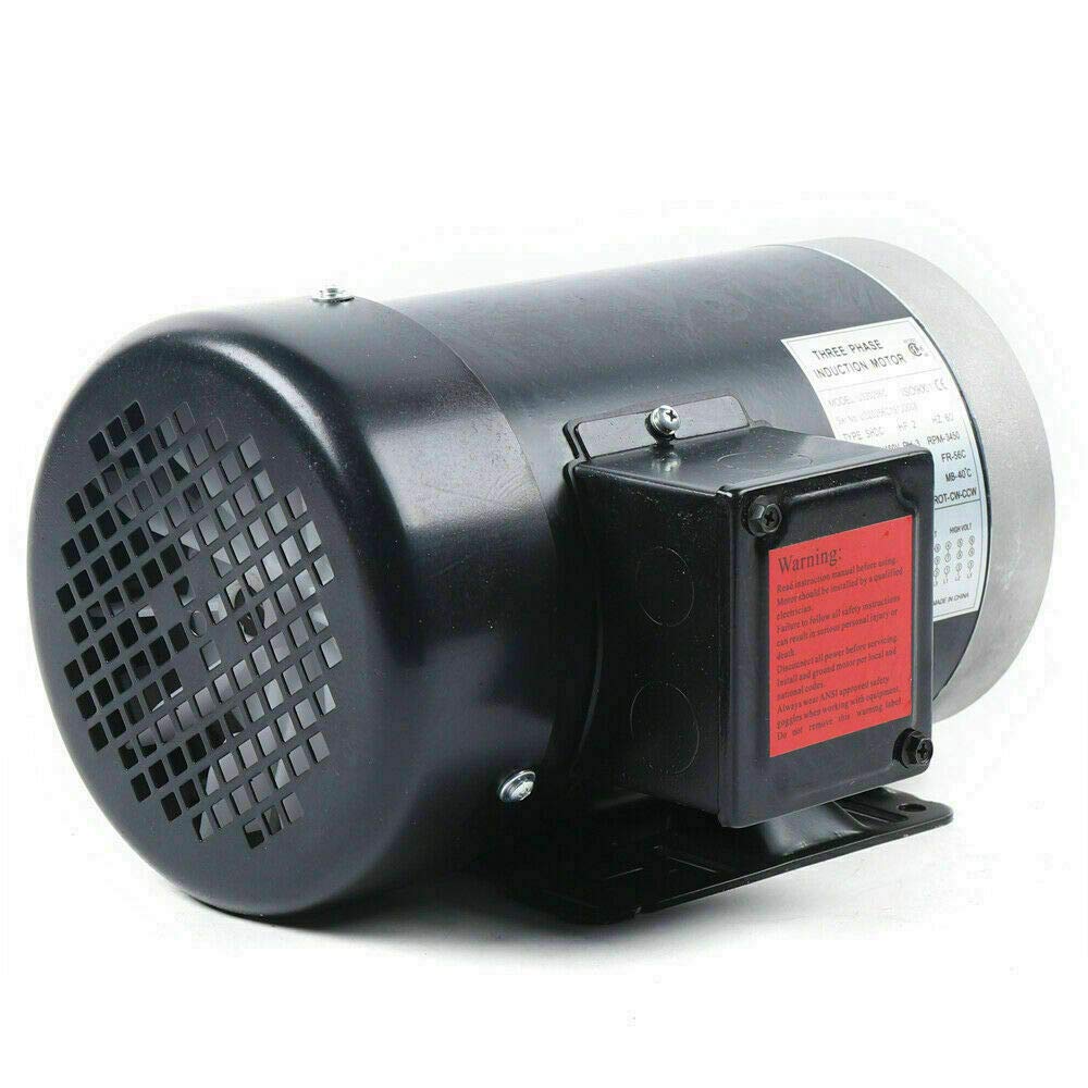 3 Phase 2HP Electric Motor for Air Compressor - 3450 RPM, 56 Frame, 5/8