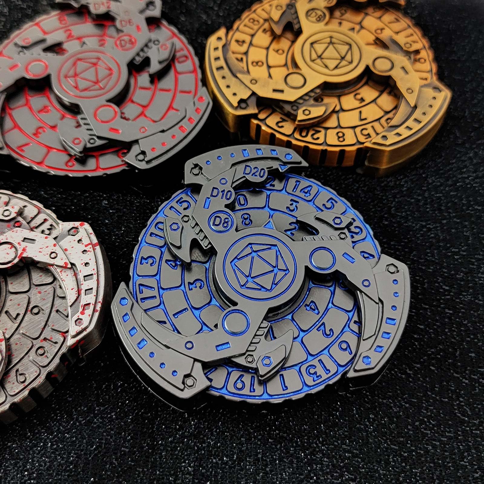 2024 Shadow Roulette Dice Spinner - 7-in-1 Metallic D&D Dice Set for Dungeons & Dragons, RPG Tabletop Games | Dragon-Themed Blue Silver Dice with Gift Case | Perfect for DND Campaigns, Game Nights & Roleplaying Gifts