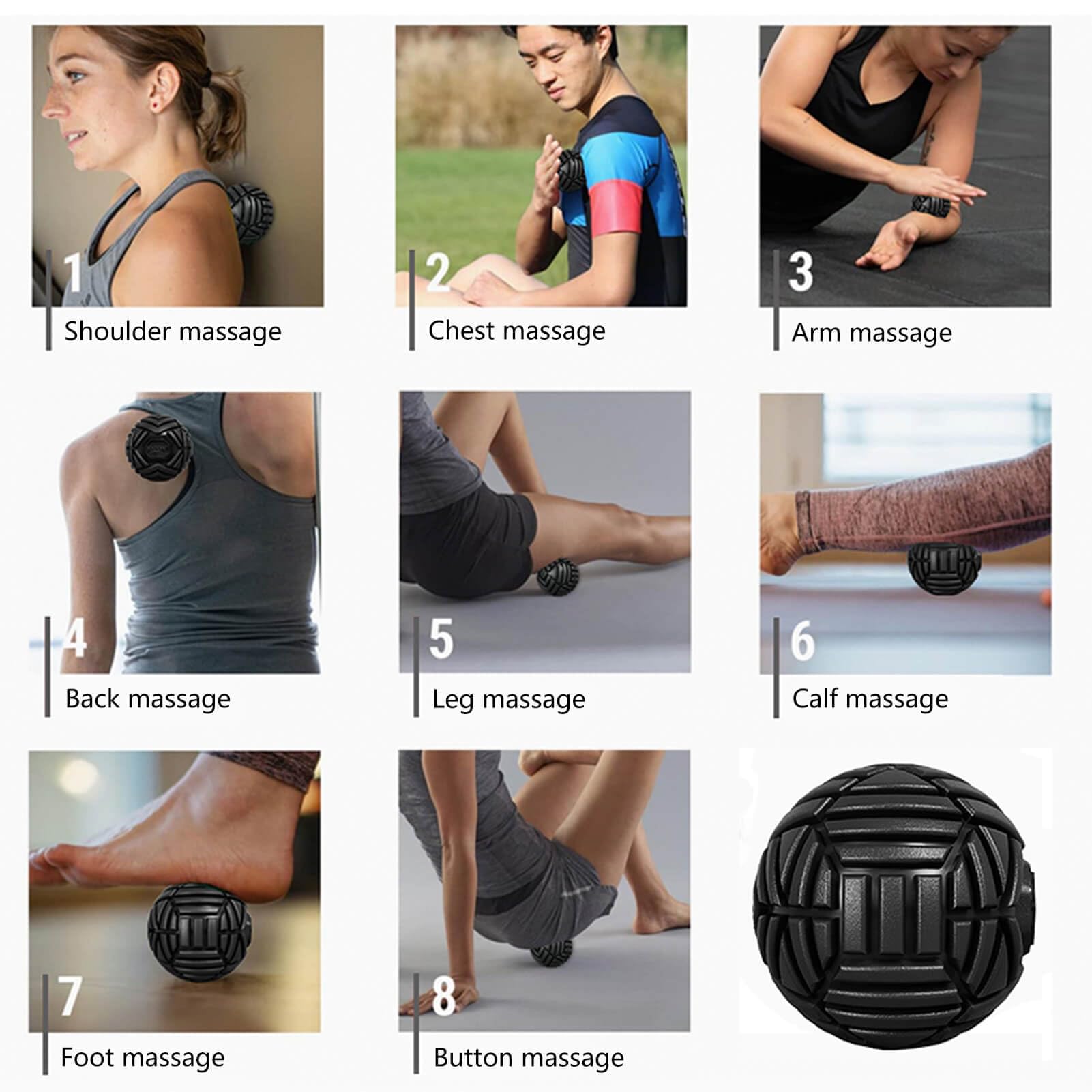 TETOP 3.15 Inch Fitness Massage Ball - Trigger Point Therapy & Myofascial Release Tool for Muscle Recovery, Exercise Mobility & Deep Tissue Massage (Black) - Perfect for Post-Workout, Yoga, Physical Therapy & Home Gym Use