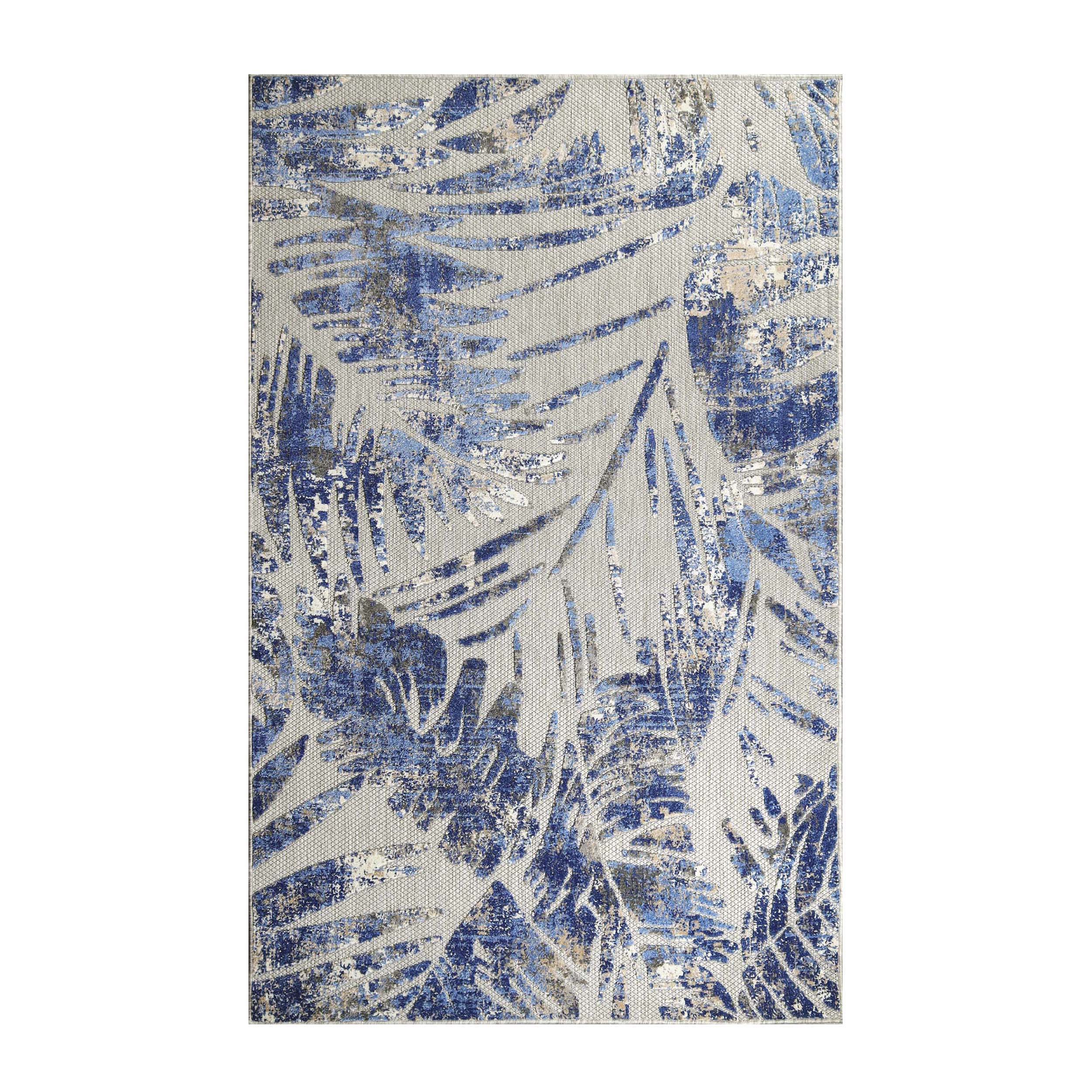 Botanical Leaves Modern Indoor/Outdoor Area Rug - Non-Slip Bohemian Runner for Living Room, Bedroom, Patio Decor | Eco-Friendly Home Accent Piece