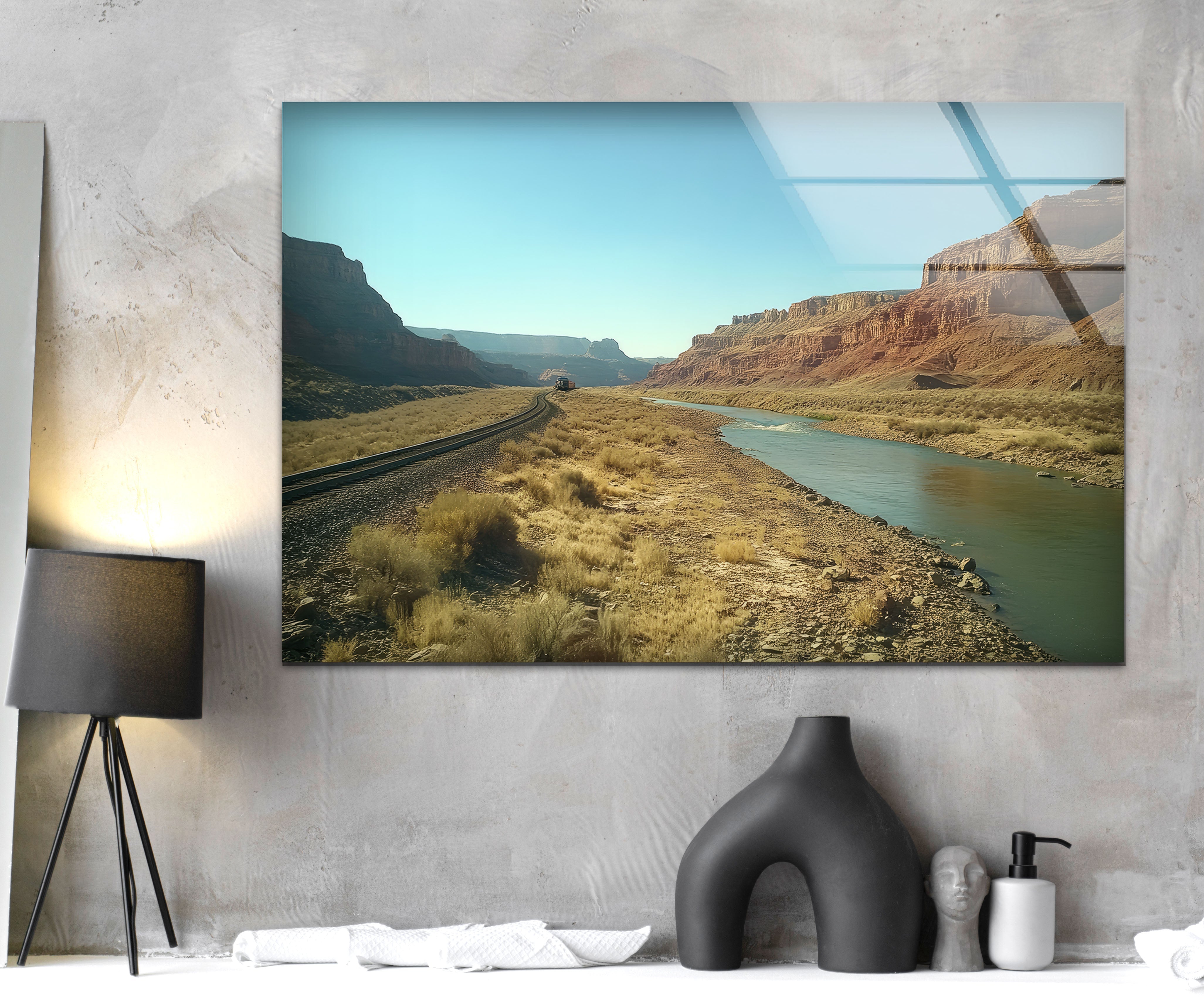 Stunning Utah Mountains Glass Wall Art - Handcrafted Landscape Decor for Living Room, Bedroom & Office | Perfect Gift for Nature Lovers