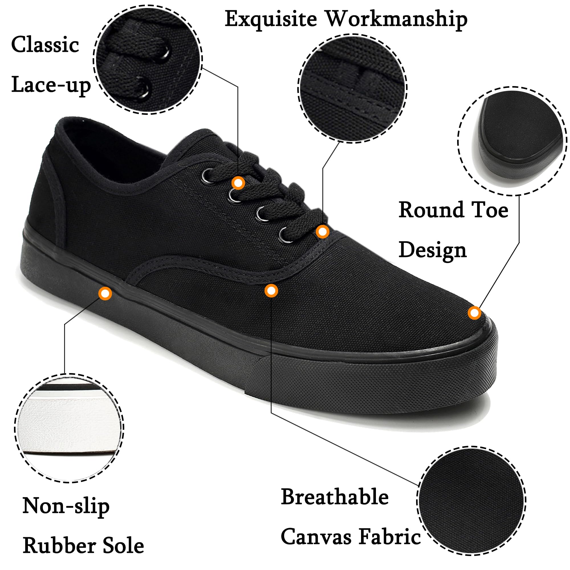 Women's Low Top Canvas Sneakers - Classic Slip On & Lace Up Walking Shoes for Casual Wear, Tennis & Everyday Comfort