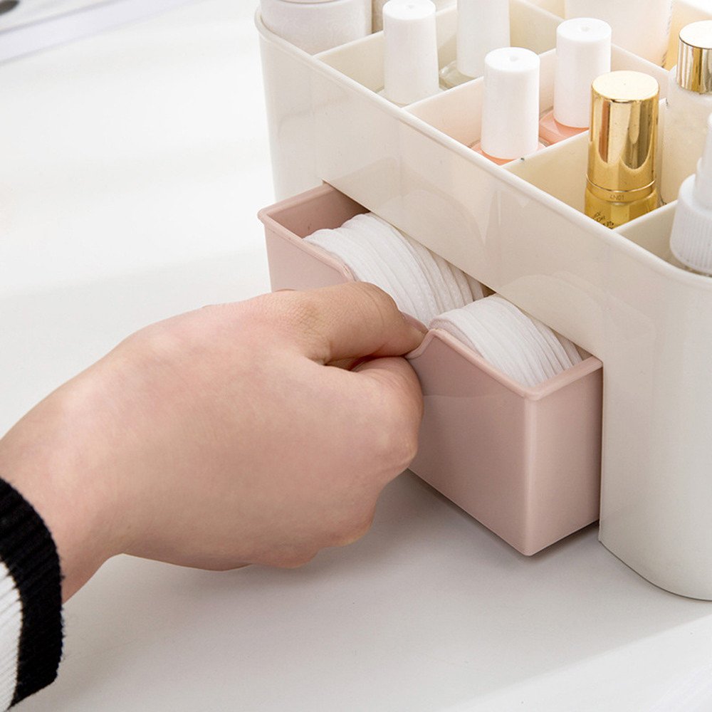 COOKI 5-Tier Makeup Organizer with Drawers - Pink Cosmetic Storage & Jewelry Display Box (22x10x10.3cm) | Perfect for Vanity, Bathroom Counter & Dressing Table Organization