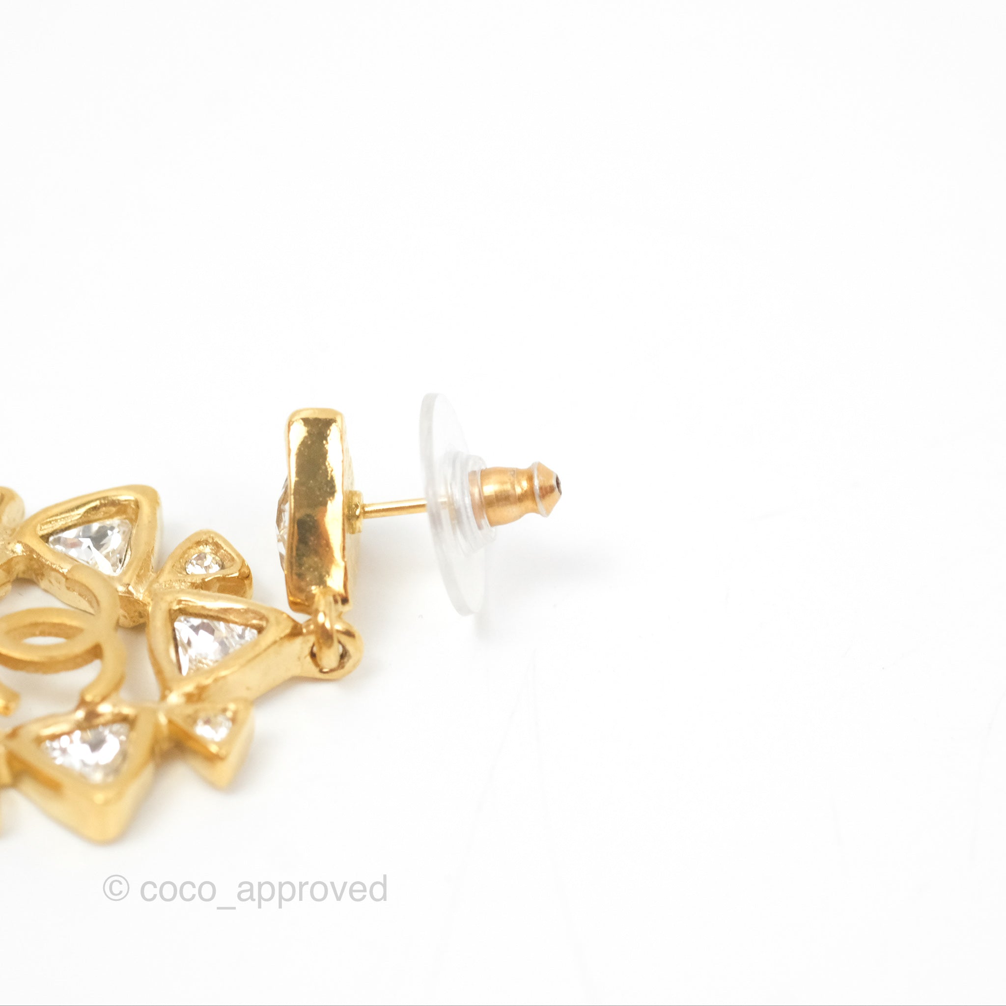 Chanel CC Crystal Drop Earrings for Women - Gold Tone Luxury Fashion Jewelry - Perfect for Parties, Weddings & Special Occasions