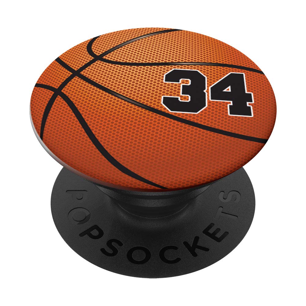 Basketball Fan #34 Jersey No. 34 Basketball Pop Grips - Swappable PopSocket for Phones & Tablets - Perfect for Game Day & Everyday Use