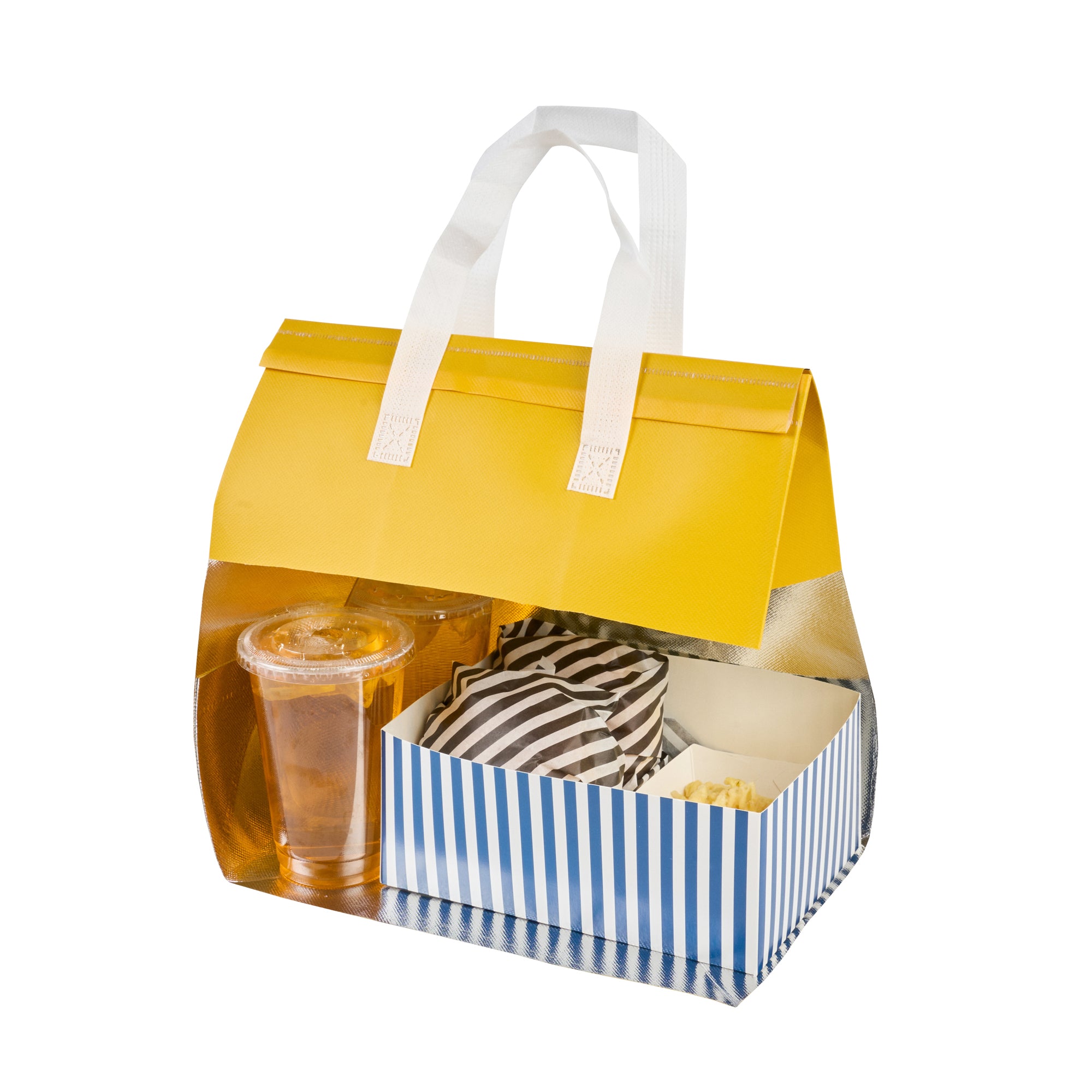 Insulated Yellow Takeout Bags - Tamper Evident Food Delivery Bags (11.75