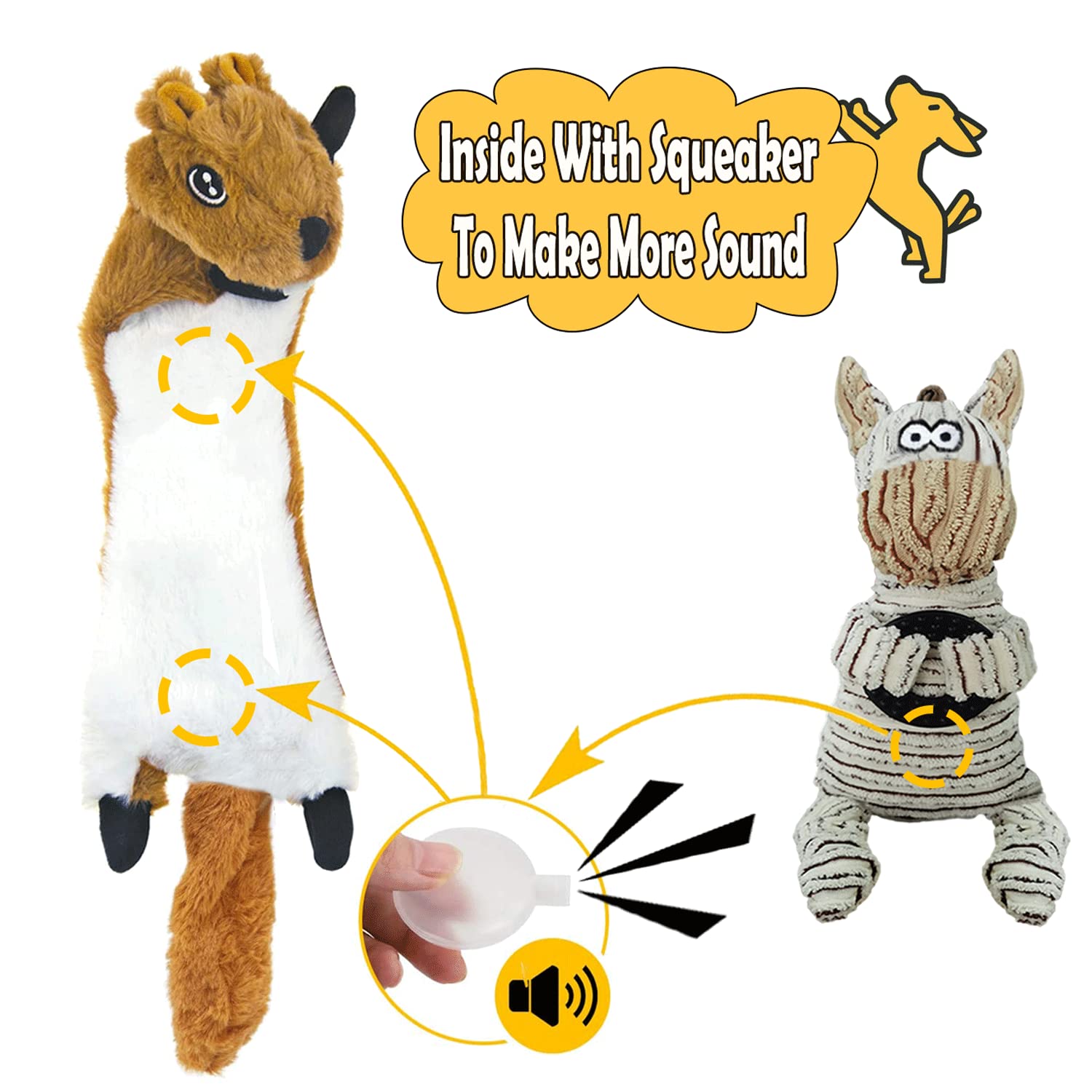 FULIM 5 Pack Squeaky Dog Toys - No Stuffing Plush & Crinkle Chew Toys for Small, Medium, Large Dogs - Interactive Play & Training for Puppies & Adult Dogs