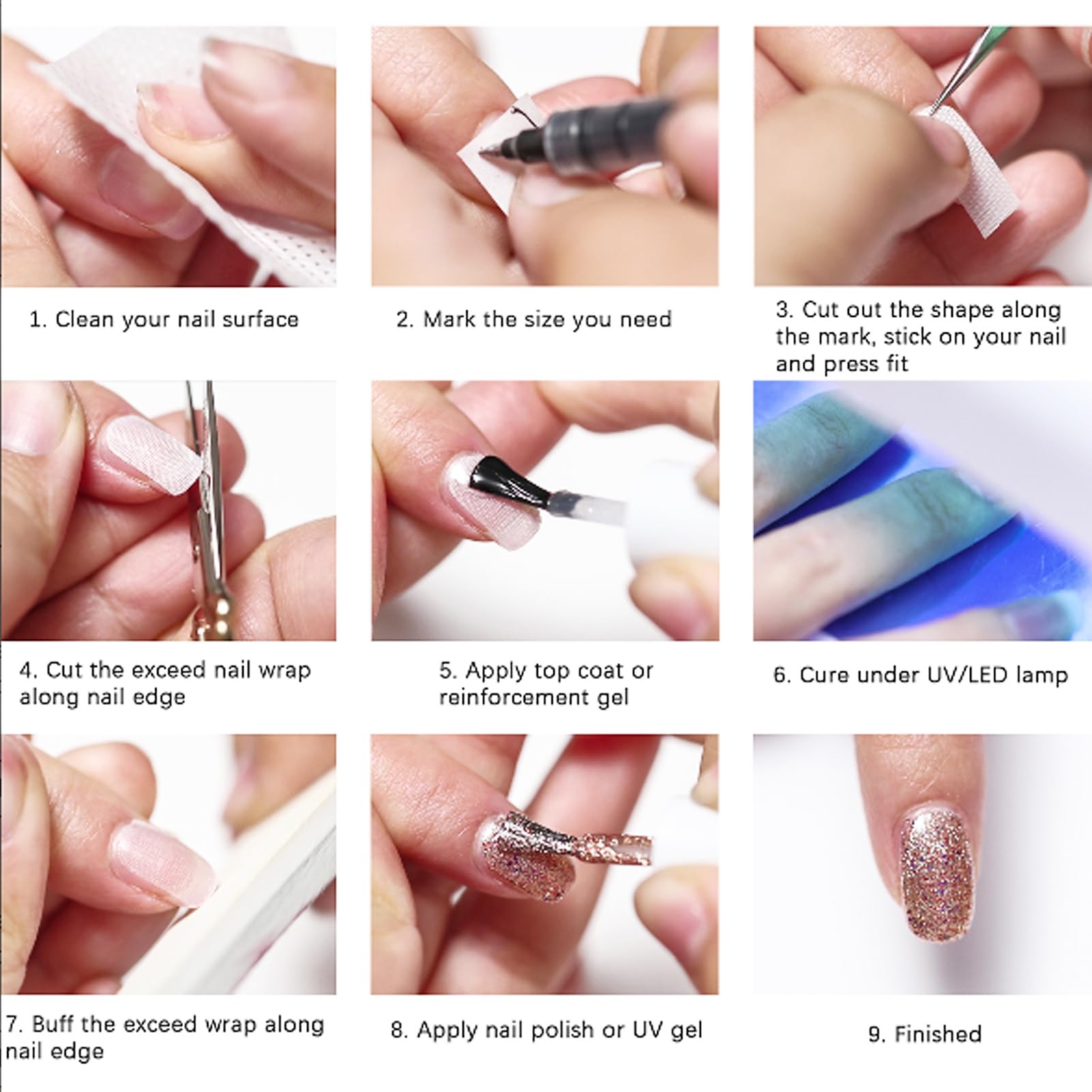 NICENEEDED 4 Rolls Self-Adhesive Silk Nail Wrap Set - Easy Trim Nail Tips Repair Bandage Tape, Fiberglass Nail Art Extension Stickers for Strong & Beautiful Nails | Perfect for DIY Manicures, Salon Use & Nail Design