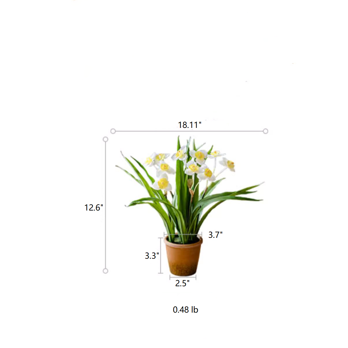 Artificial Daffodil Flower in Brown Pot - Home Decor, Office Desk Decor, Spring Table Centerpiece for Living Room, Kitchen, Dining Room