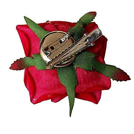 ZALYA 2 Pack Red Rose Flower Hair Clips for Women & Girls - Elegant Hair Accessories for Weddings, Parties & Everyday Wear