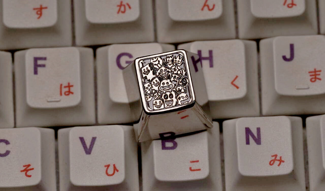 Custom Black & White Titanium Alloy Plain Carving Keycaps - Graffiti Buddies Metal Keycaps for Mechanical Keyboards (Perfect for Gaming, Typing & Keyboard Decoration)