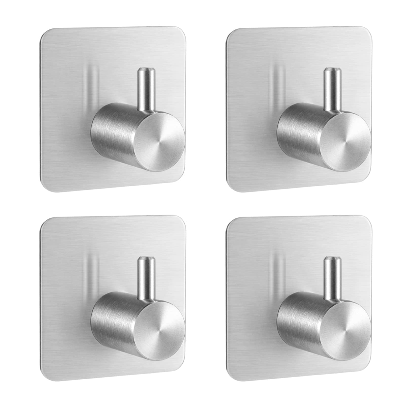 FULGENTE 4-Pack Adhesive Wall Hooks - Heavy Duty Bathroom Towel Hooks, Coat Hangers & Bath Towel Holder for Home, Kitchen, Dorm - No Drill Wall Mounted Organization Solution