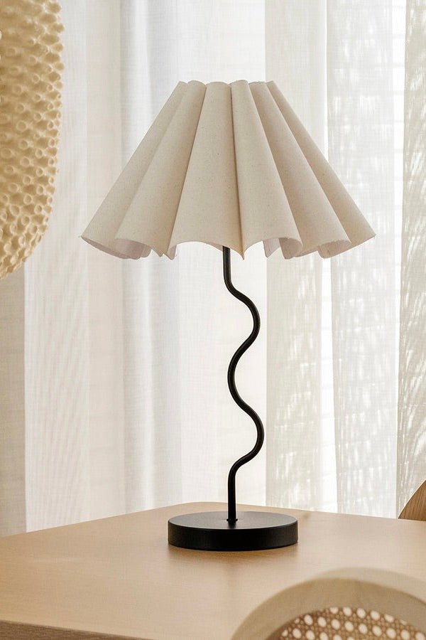 Stylish Cora Black Natural Table Lamp - Modern Home & Office Lighting for Bedroom, Living Room, and Study