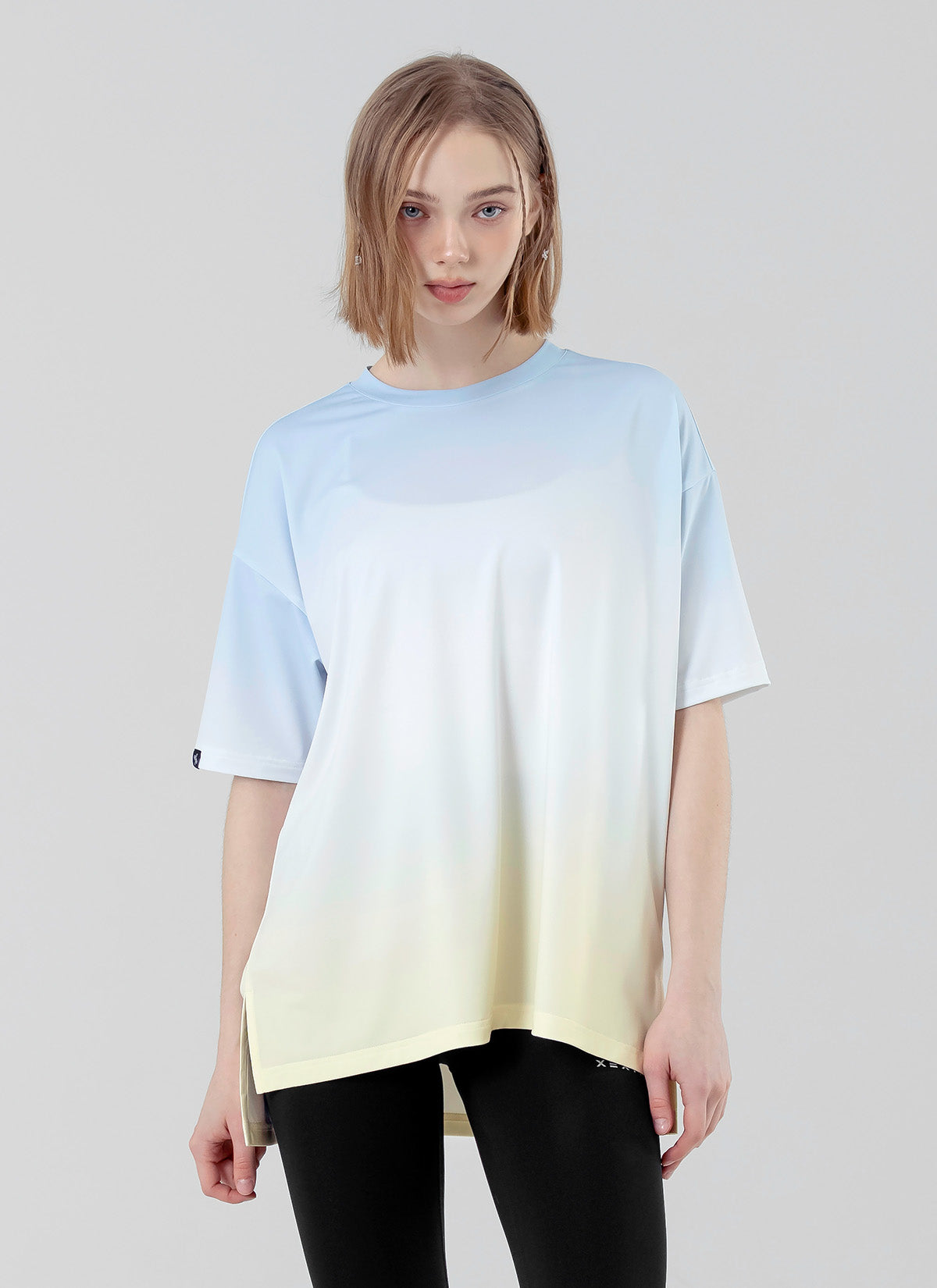 Ice Feather Gradient Oversized Short Sleeve T-Shirt for Women - Trendy Loose Fit Casual Top for Summer, Streetwear, and Layering