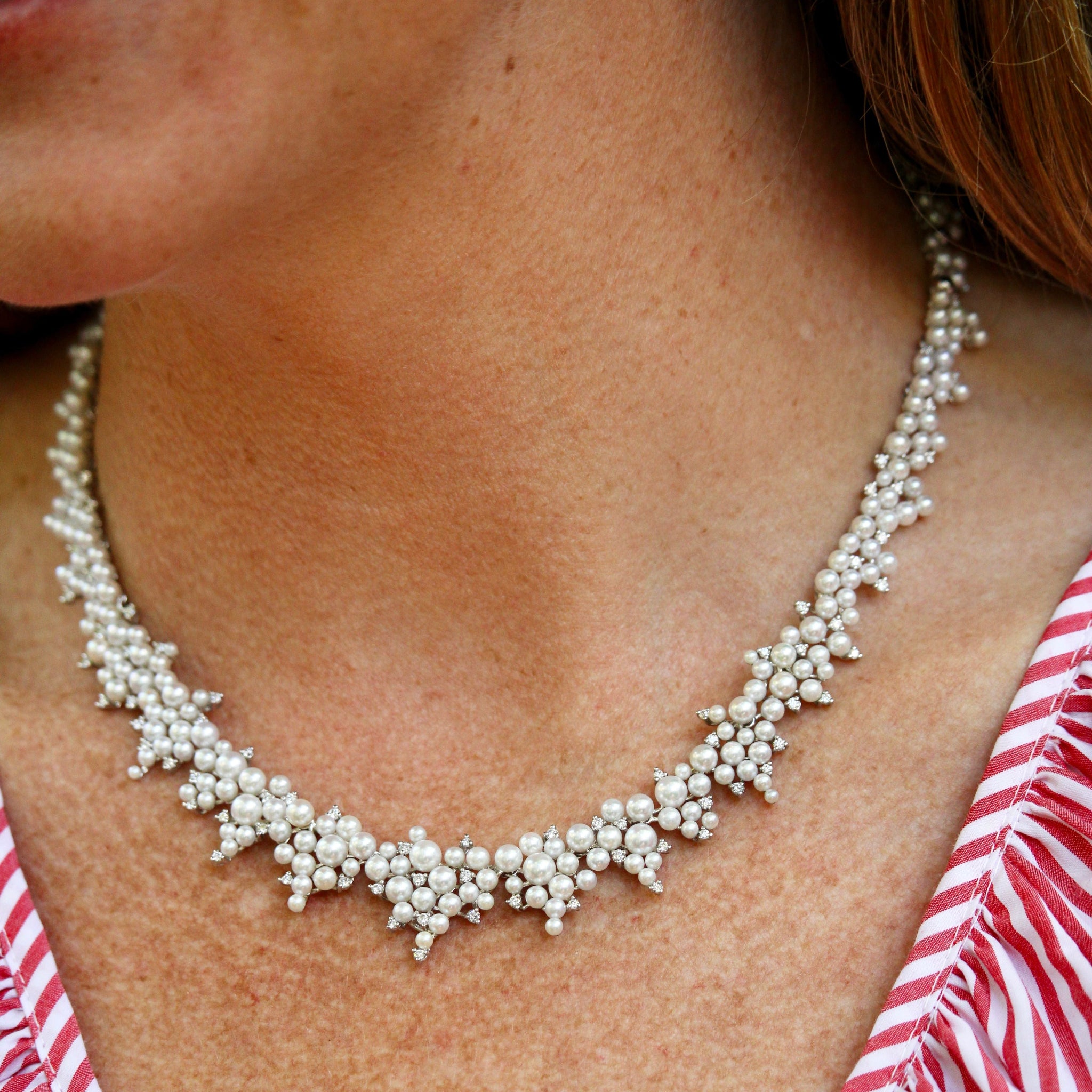 Paul Morelli Cascading Lagrange Pearl & Diamond Necklace - Elegant 18K Gold Jewelry for Women, Perfect for Weddings, Anniversaries & Special Occasions