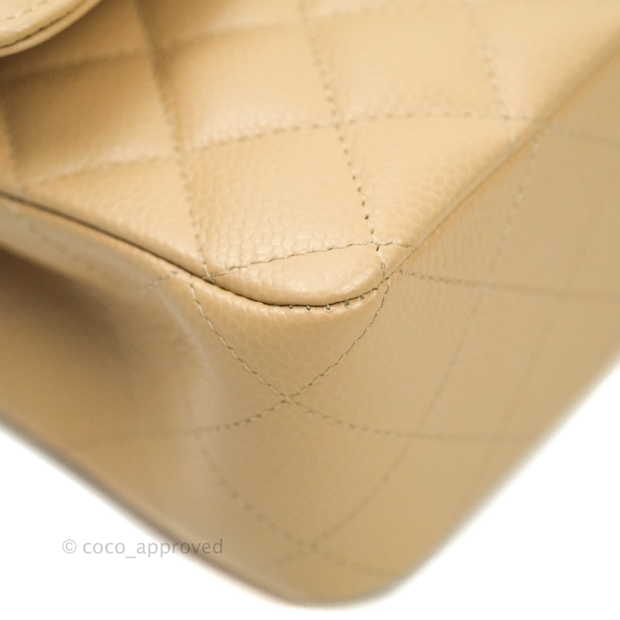 Chanel Classic M/L Medium Double Flap Bag in Beige Caviar Leather with Gold Hardware - Luxury Handbag for Women, Perfect for Work, Parties & Special Occasions