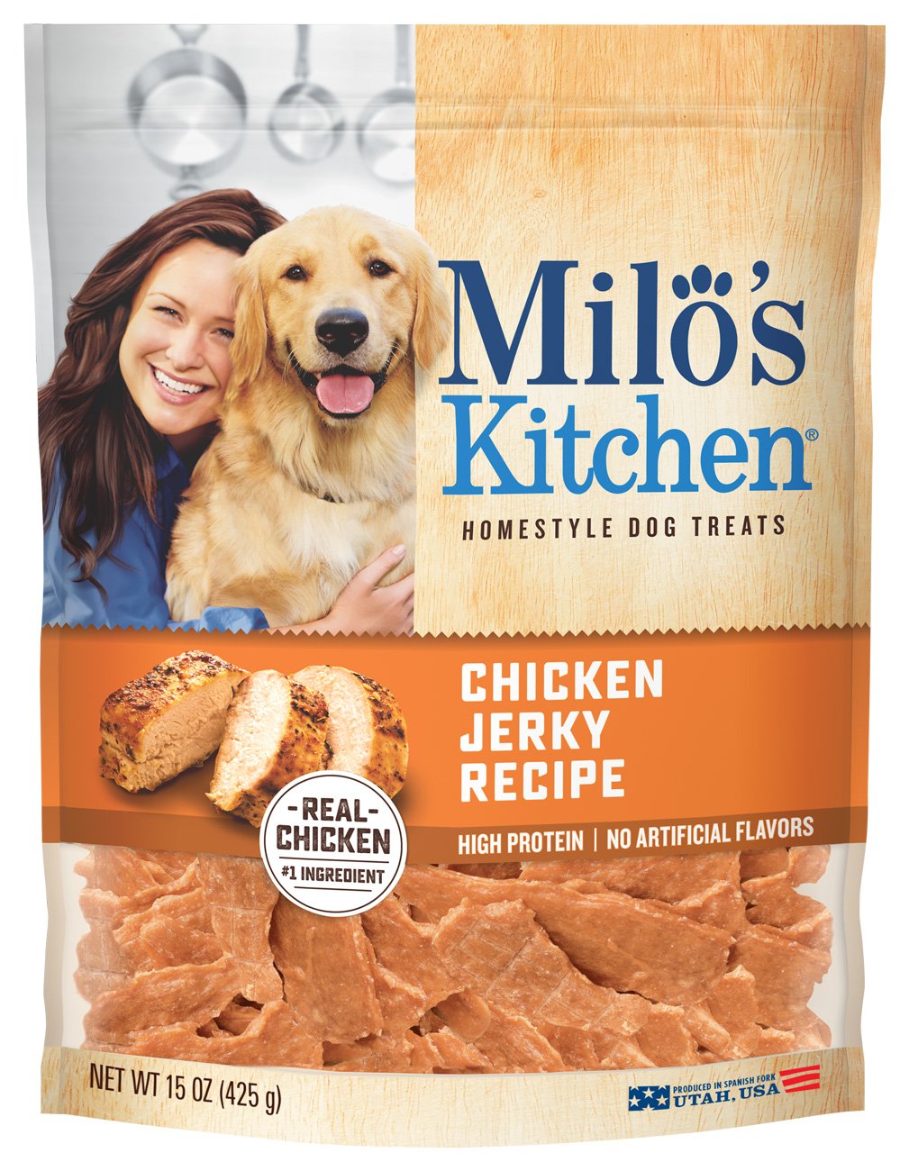Milo's Kitchen Chicken Jerky Strips for Dogs - Natural Protein Dog Treats, 15 Oz - Perfect for Training, Rewards & Dental Health
