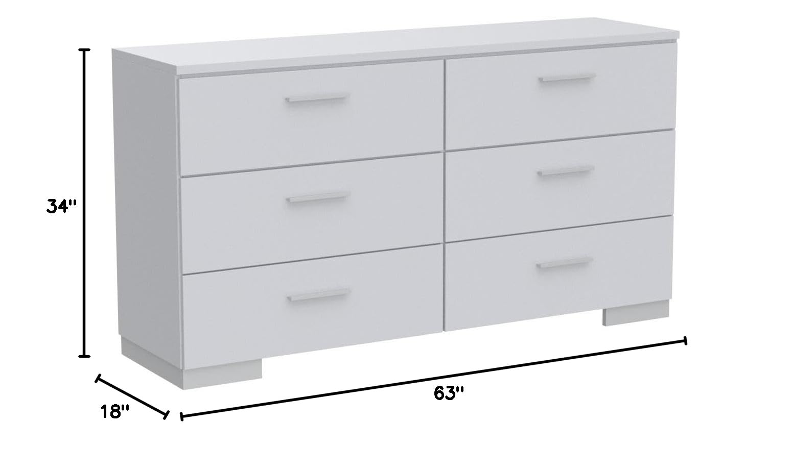 Acme Lorimar 6-Drawer White Dresser - Perfect for Bedroom Storage & Organization