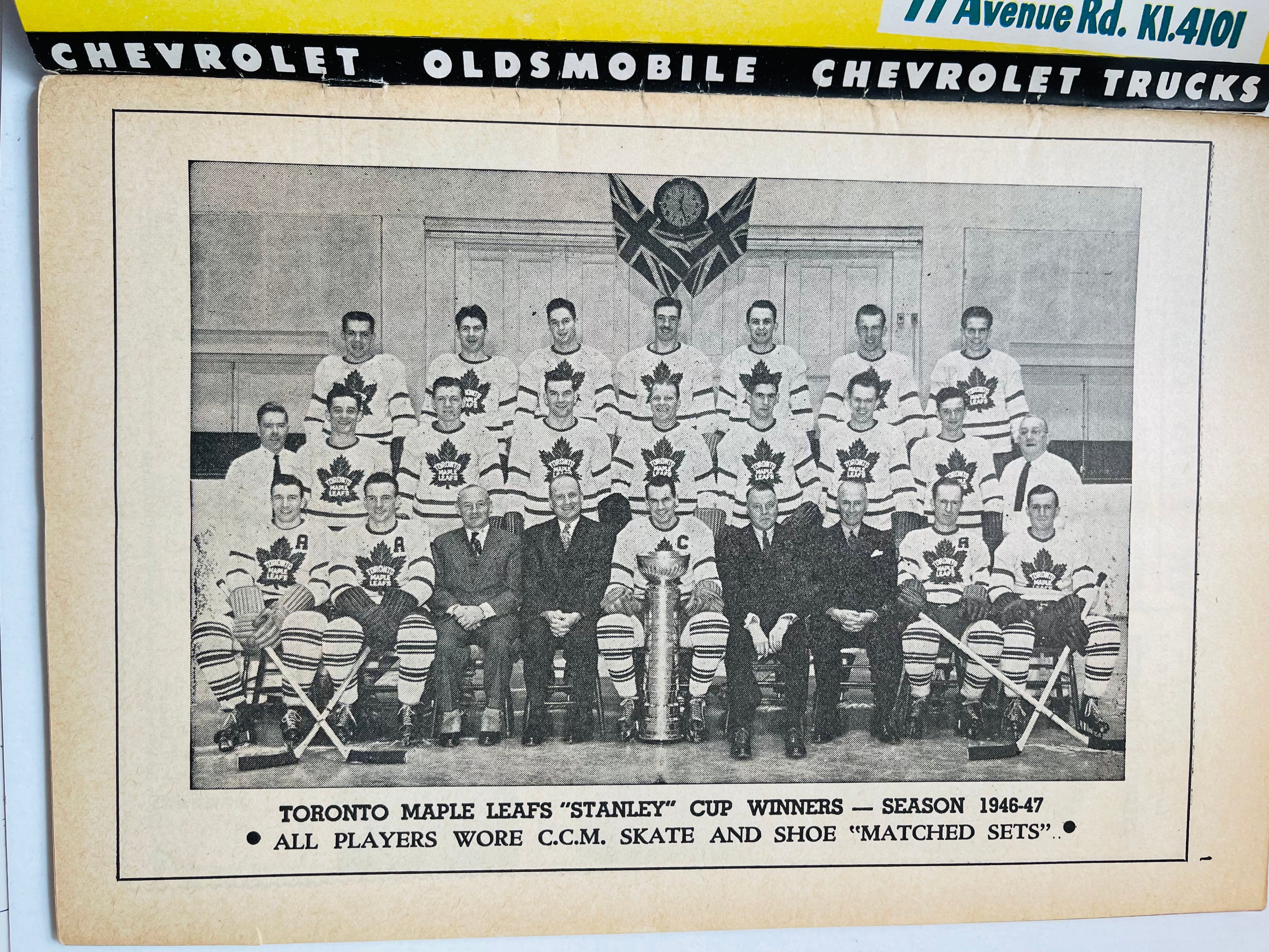 Vintage 1948 Maple Leaf Gardens Original Hockey Game Program - Rare NHL Memorabilia for Collectors & Hockey Fans - Perfect for Sports Memorabilia Displays & Gift Giving