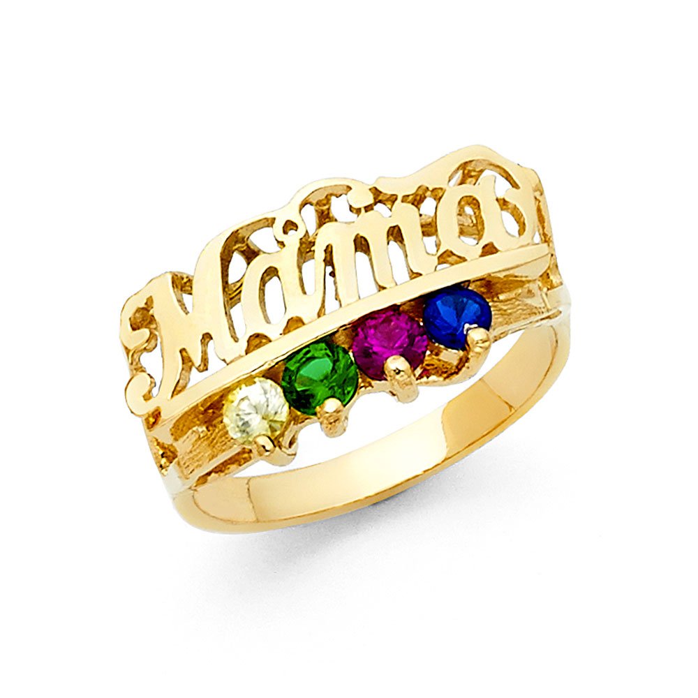 14K Yellow Gold Cubic Zirconia (CZ) Mothers Ring - Elegant Fashion Jewelry for Women, Anniversary Gift, Wedding Band, Birthday Present - Perfect for Special Occasions & Everyday Wear