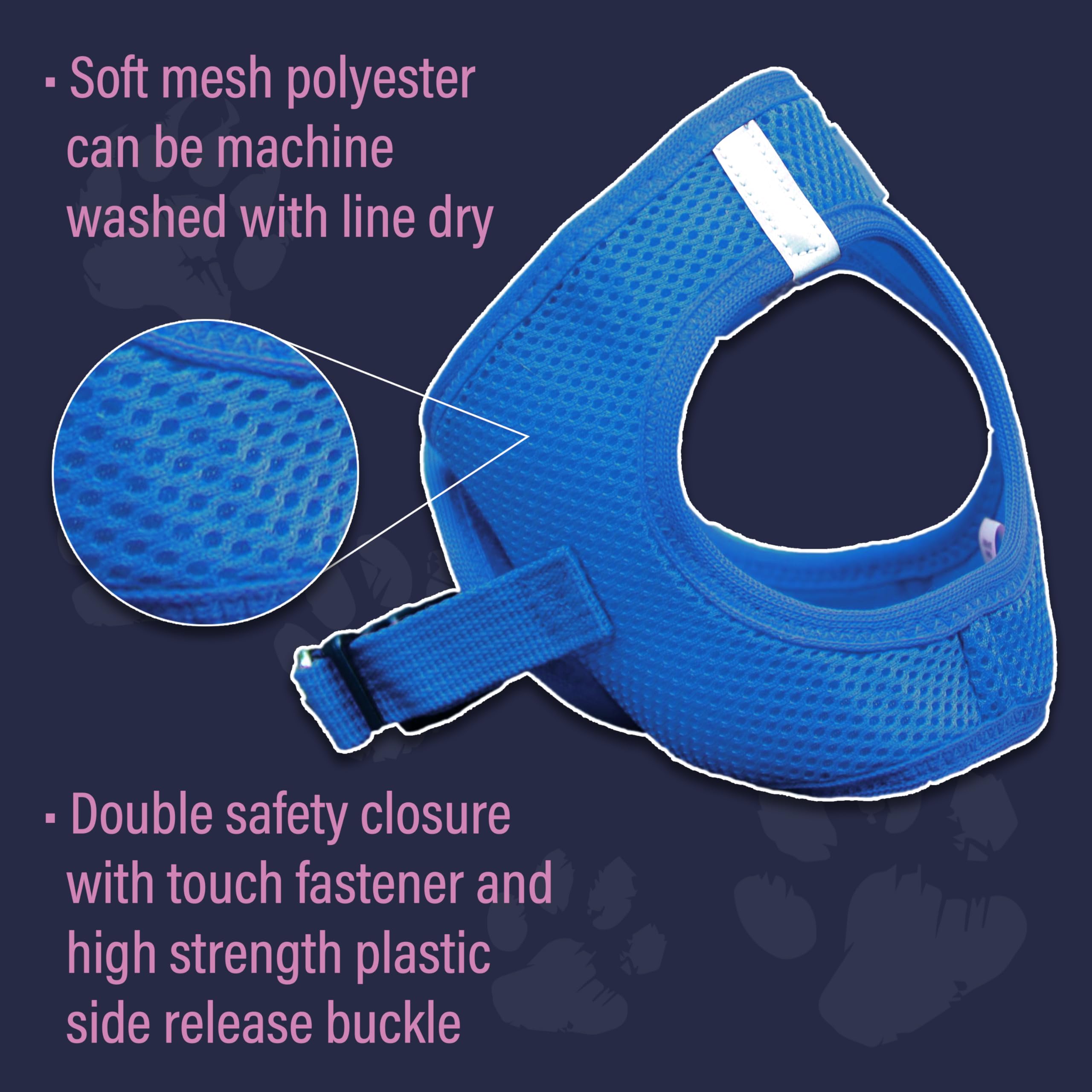 Doggie Design No-Choke Dog Harness - Breathable Mesh Polyester Pet Vest with Easy Step-in Design for Small Medium Large Dogs - Cobalt Blue Size S | Perfect for Walking, Hiking & Outdoor Adventures