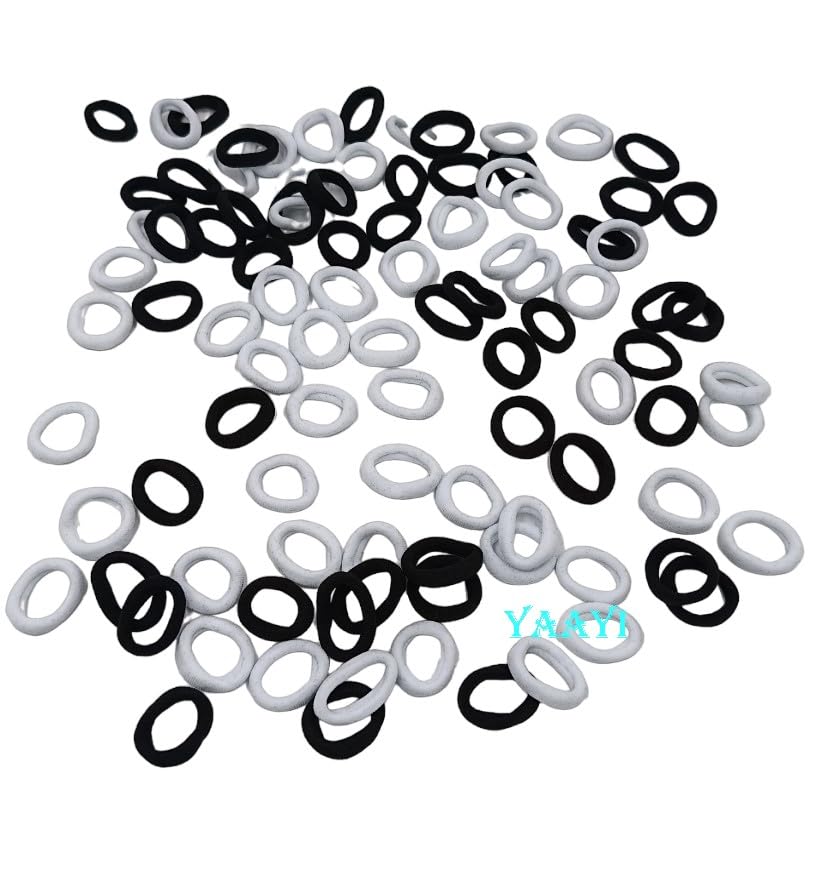 Yaayi No Metal Hair Ties - 100 Pack High Elastic Ponytail Holders for Thick & Curly Hair (Black & White) - Gentle Hair Rubber Bands for Women & Girls - Perfect for Workouts, Yoga, Office & Daily Styling