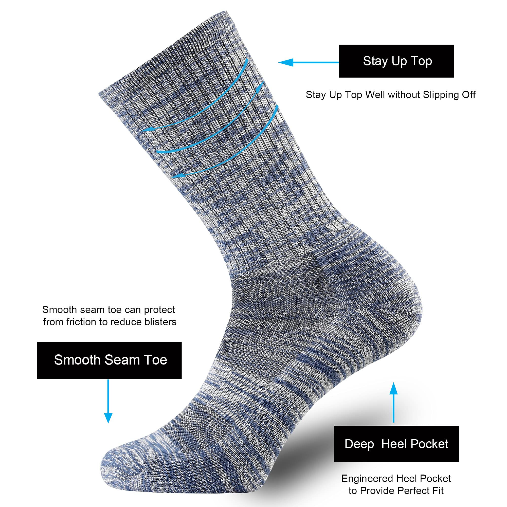 ONKE Merino Wool Crew Socks for Men - Moisture Wicking, Breathable & Soft Hiking Socks for Outdoor Activities, Camping and Daily Wear - Comfortable Performance Socks for All-Day Wear
