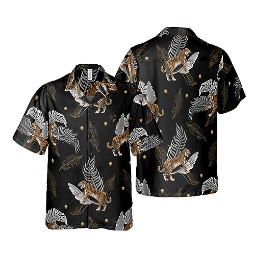 Tiger With Palm Leaves Black