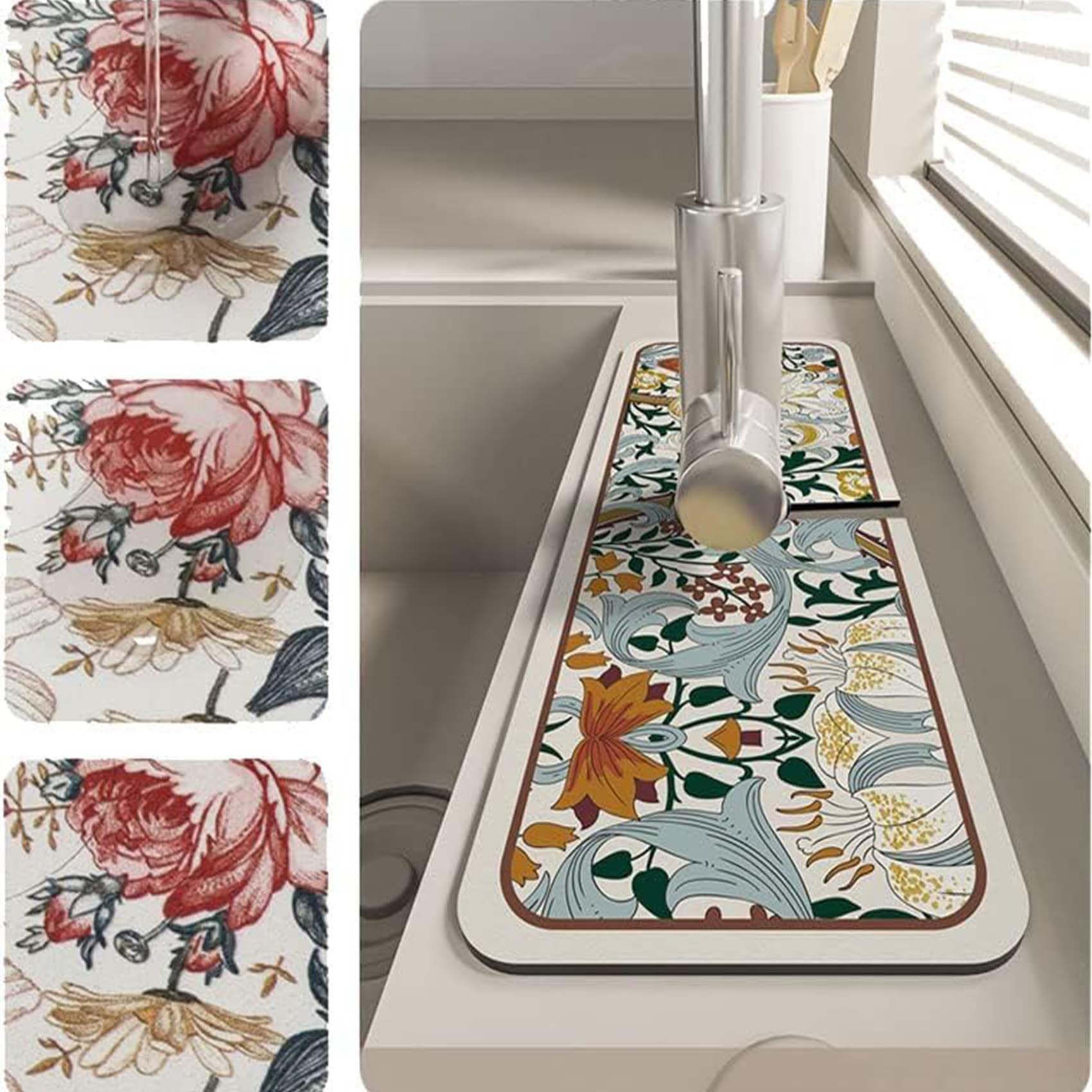 **Fantasy Style Self-Absorbent Faucet Draining Mat – Splash Catcher for Kitchen & Bathroom Sink, Countertop Protector – Perfect for Preventing Water Spills & Keeping Surfaces Dry**    *(Use Scenarios: Ideal for kitchens, bathrooms, laundry rooms, and RVs to protect countertops from water damage and keep floors dry.)*