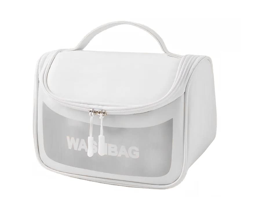 VALAMJI Clear PVC Zipper Cosmetic Travel Bag - Waterproof Toiletry Organizer for Makeup, Shampoo, Skincare - Portable Wash Bag for Women & Girls - Perfect for Travel, Gym, Camping & Daily Use