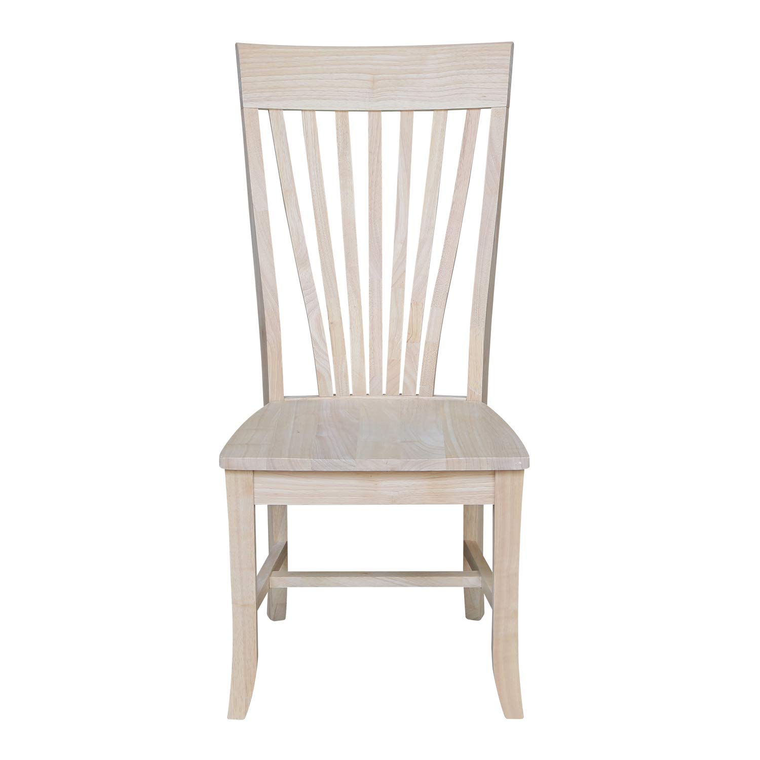 IC International Concepts Amanda Wooden Dining Chairs, Set of 2 - Solid Wood Unfinished Chairs for Kitchen, Dining Room, Office & Home Decor - Sturdy & Durable Seating Furniture for Everyday Use