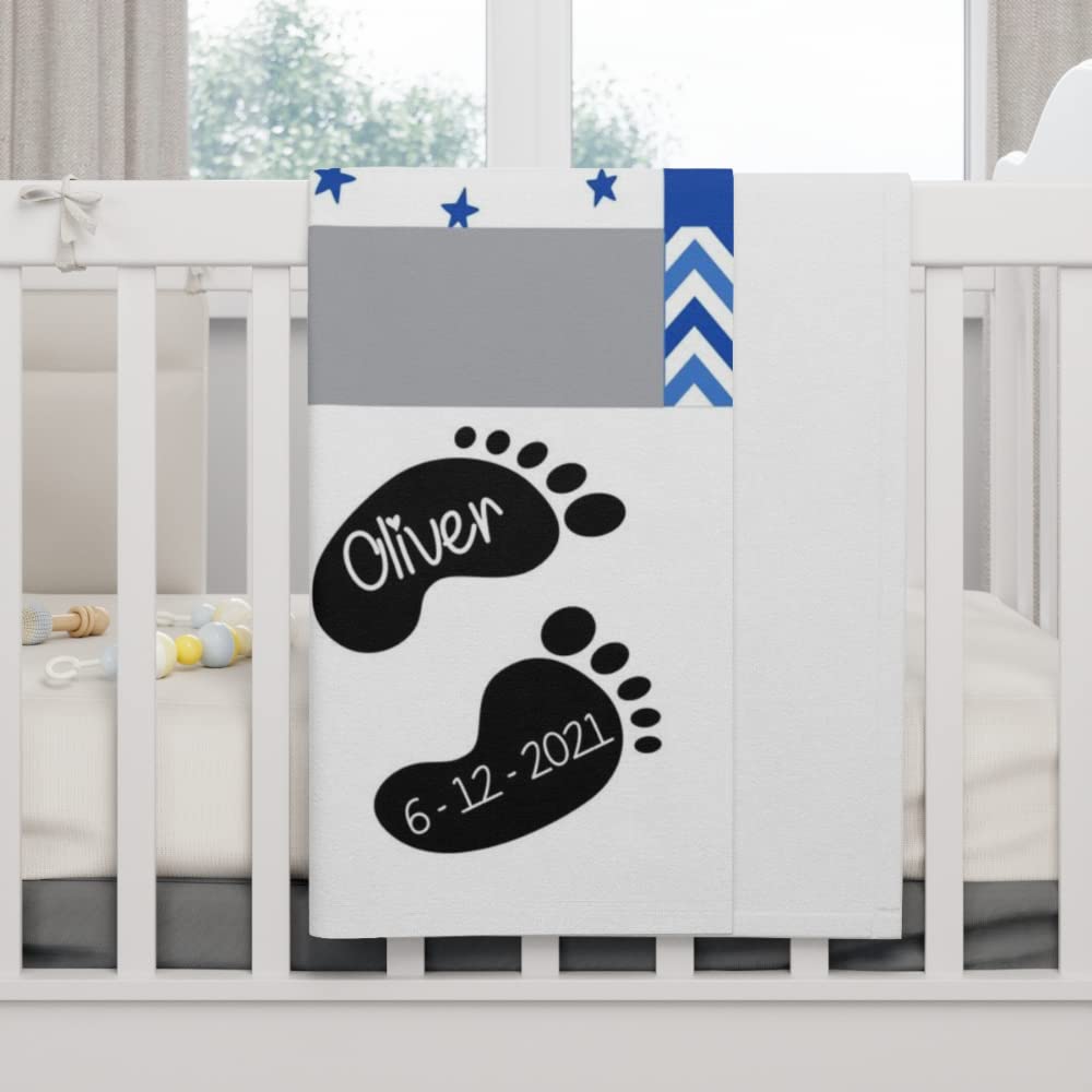 Custom Baby Boy Blankets with Name - Personalized Newborn Baby Gift | Soft Embroidered Blankets for Boys | Perfect Christening, Birthday & Welcome Home Gifts