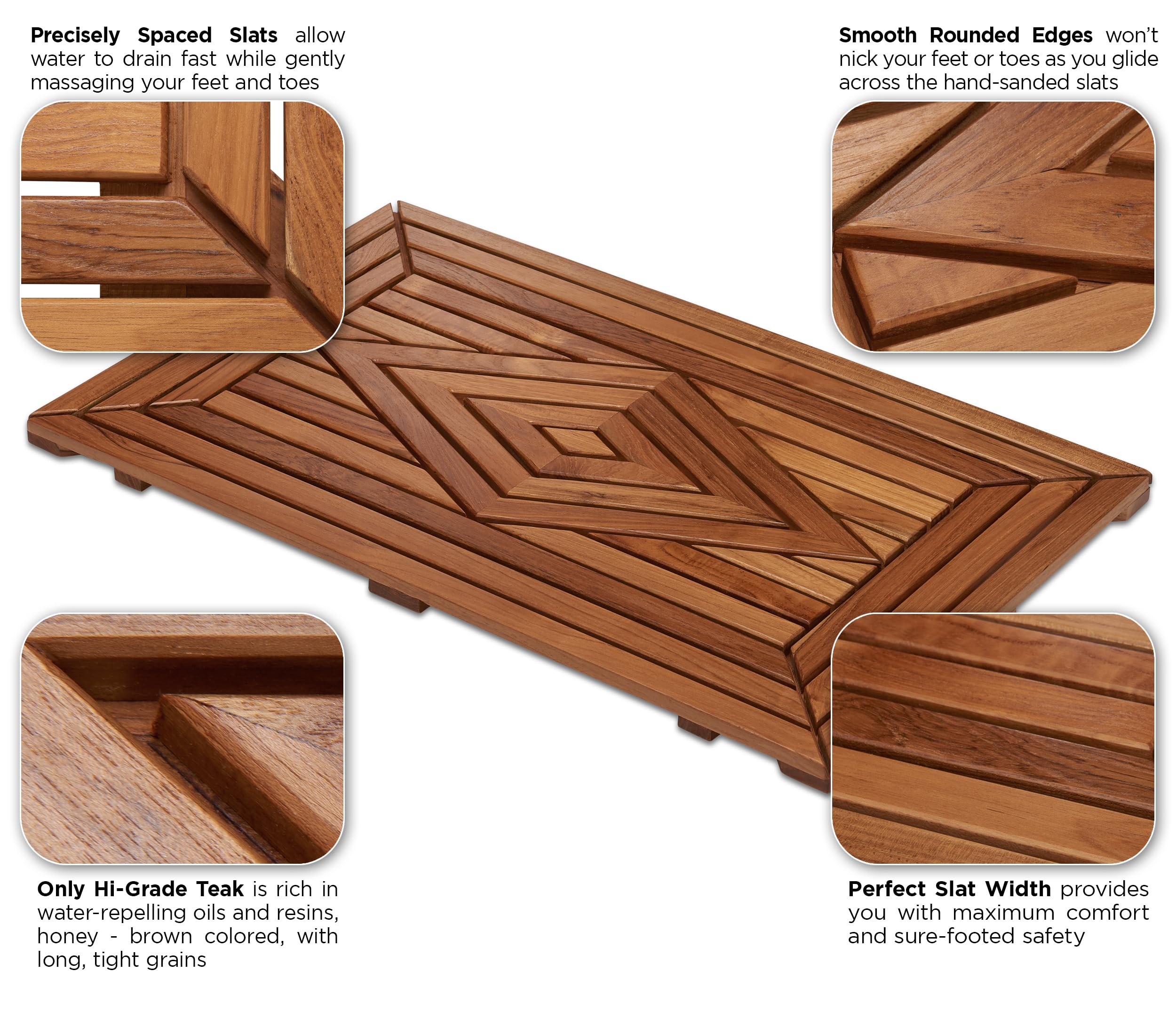 Premium Teak Shower Mat - 31.5
